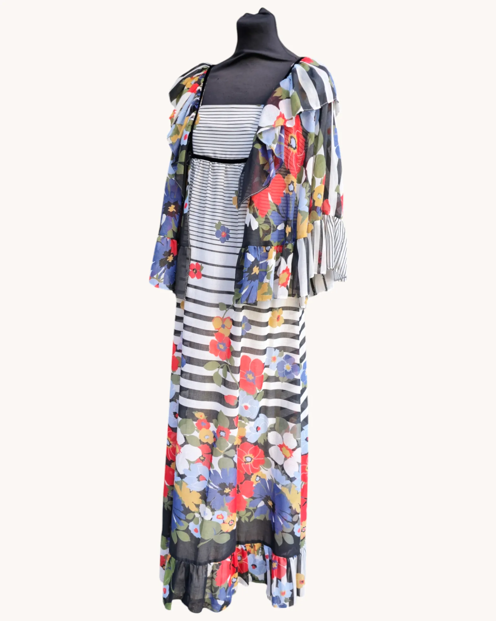 1970s Gina Fratini Maxi Dress S M