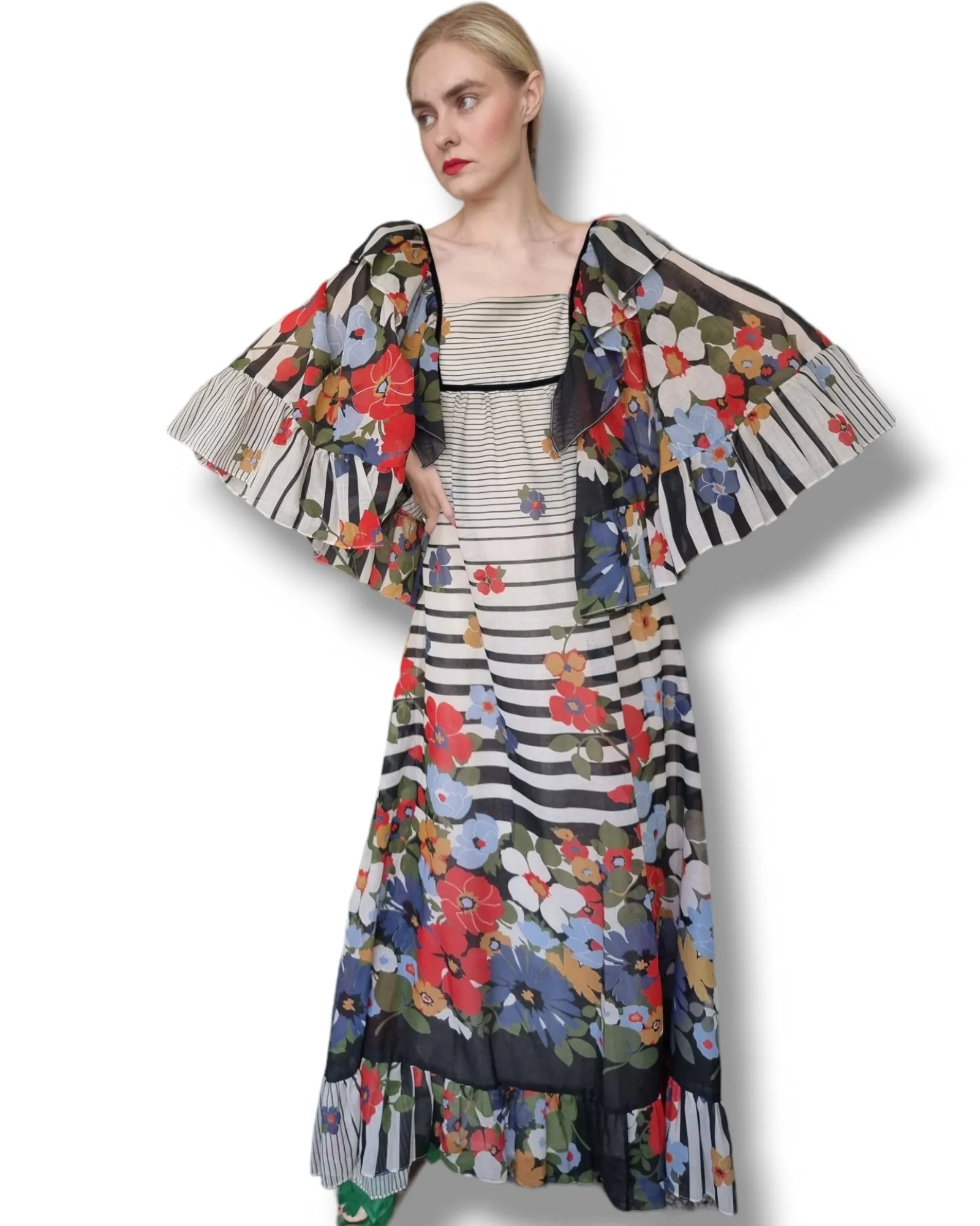 1970s Gina Fratini Maxi Dress S M