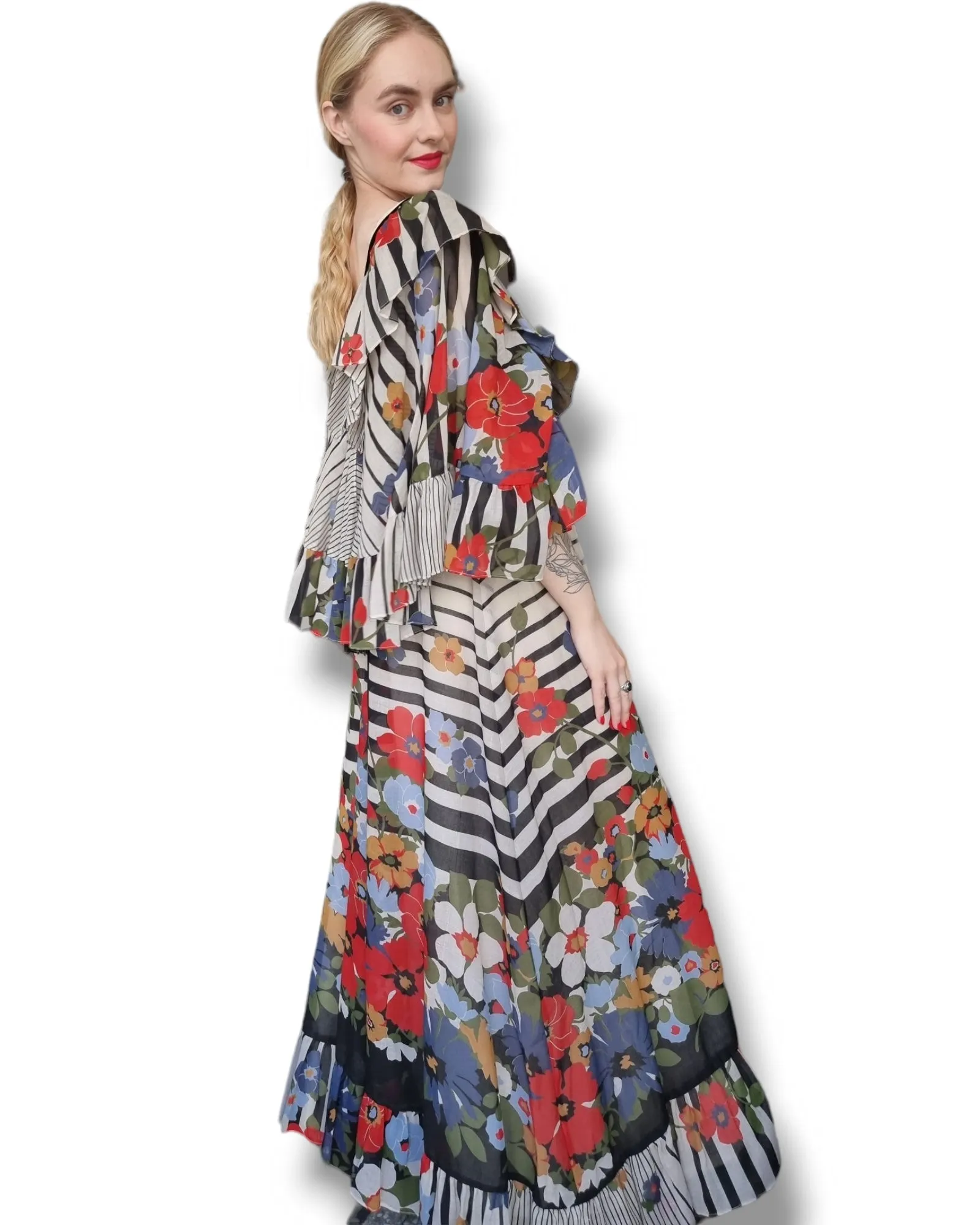 1970s Gina Fratini Maxi Dress S M
