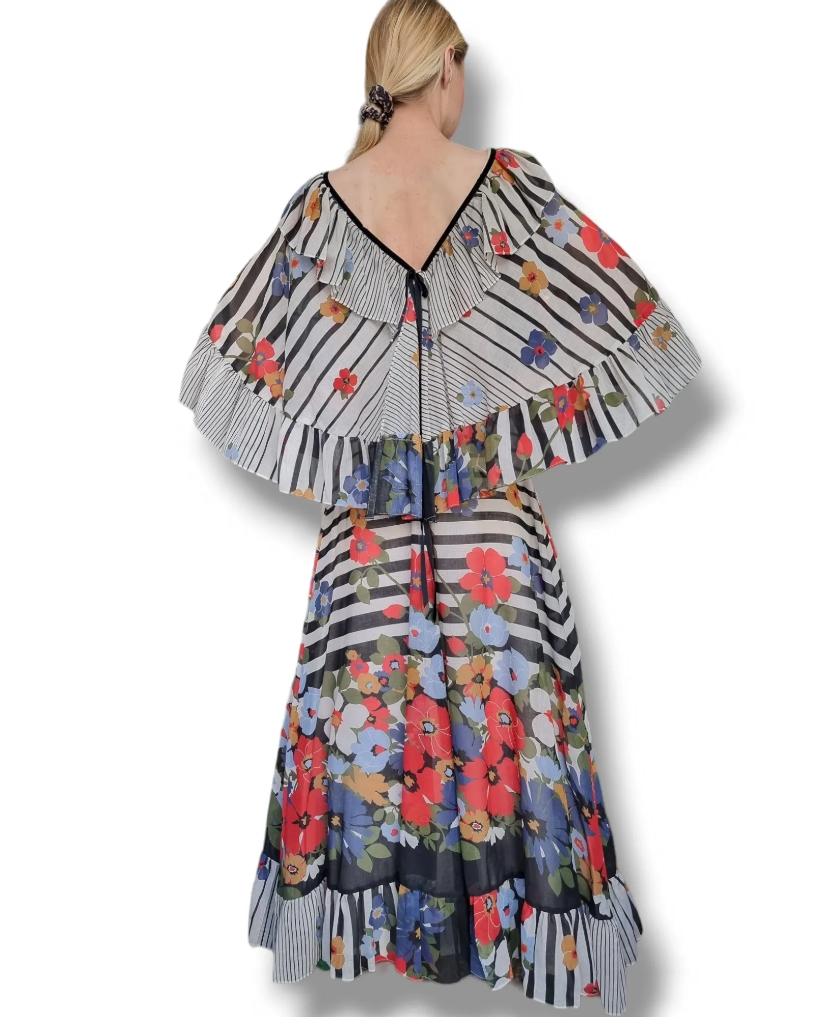 1970s Gina Fratini Maxi Dress S M