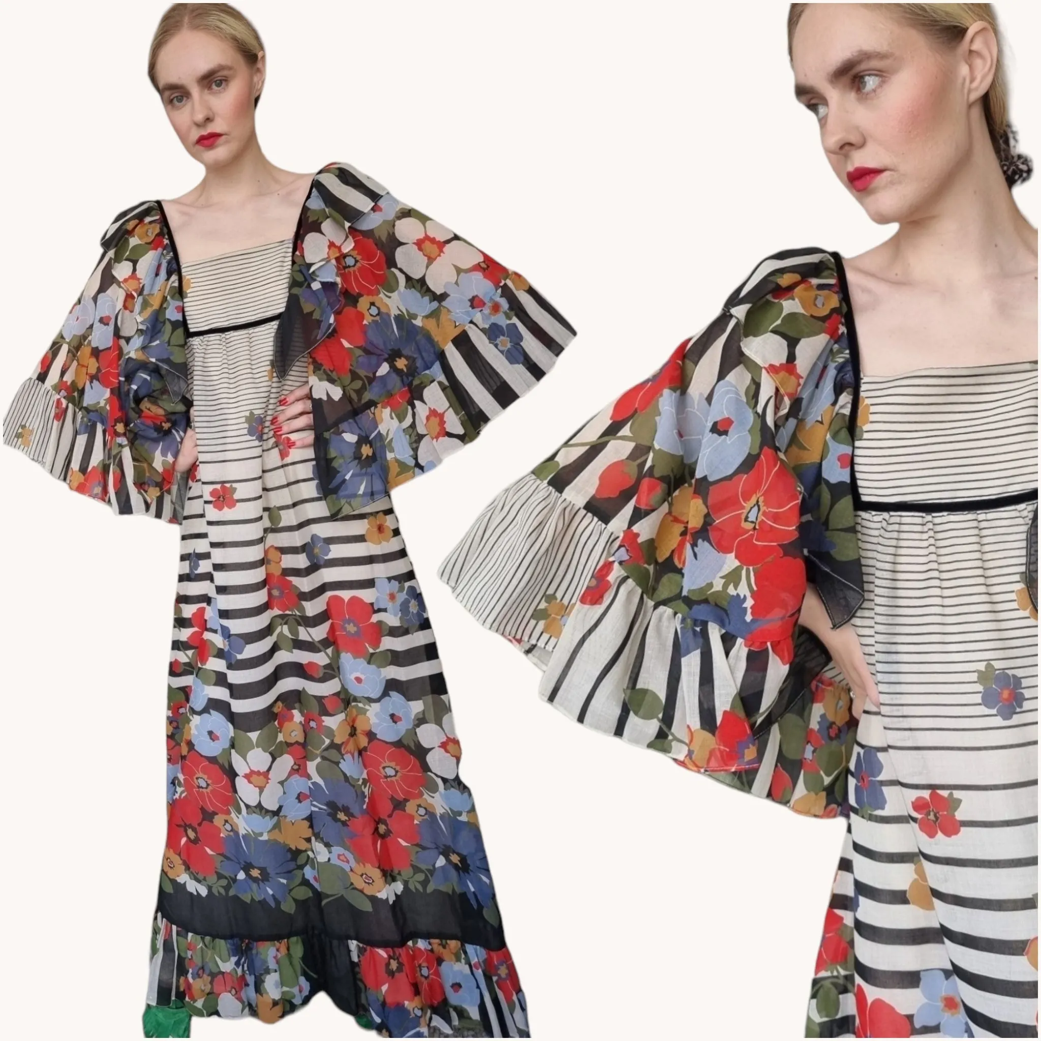 1970s Gina Fratini Maxi Dress S M