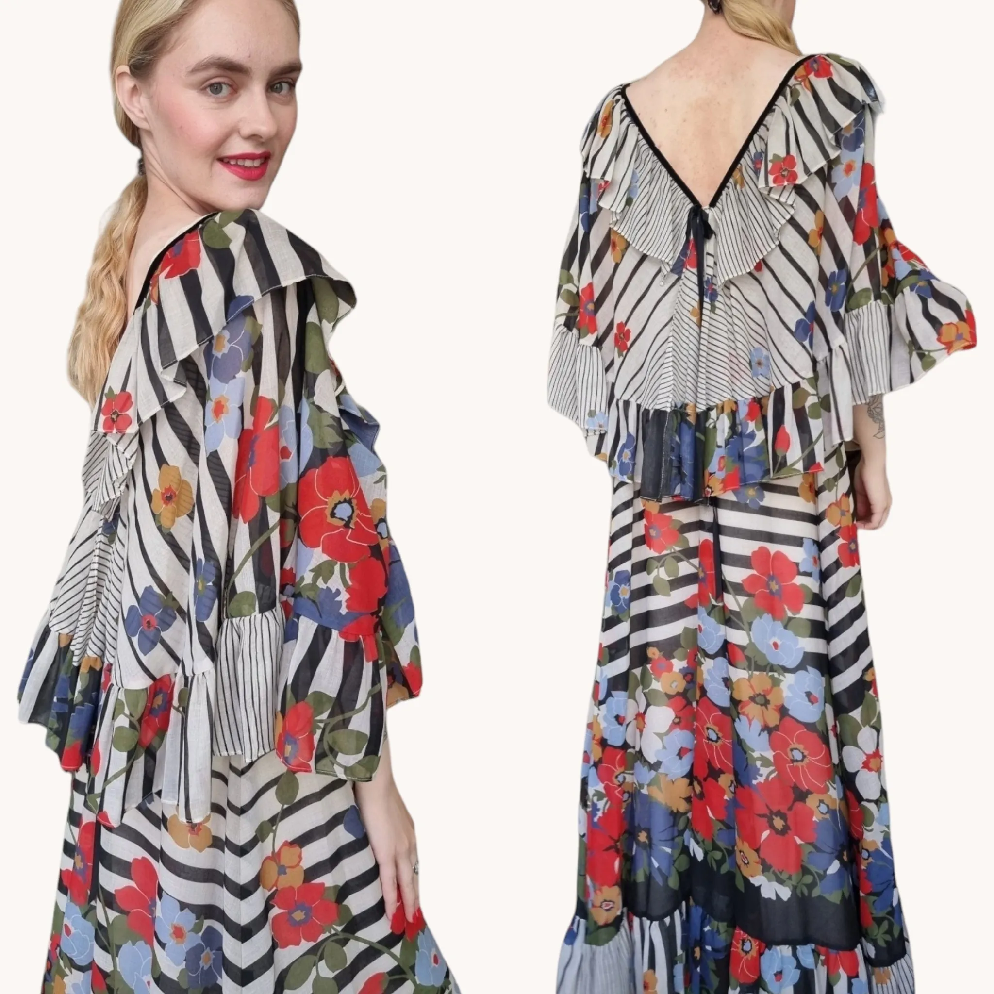 1970s Gina Fratini Maxi Dress S M