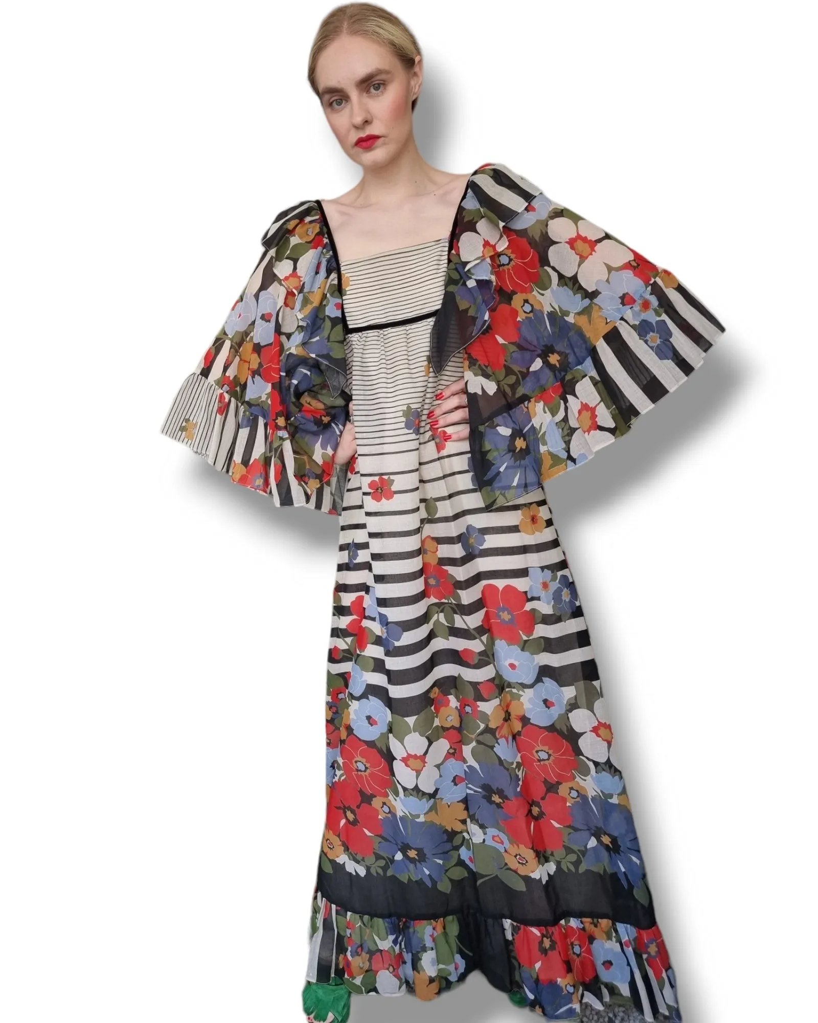 1970s Gina Fratini Maxi Dress S M