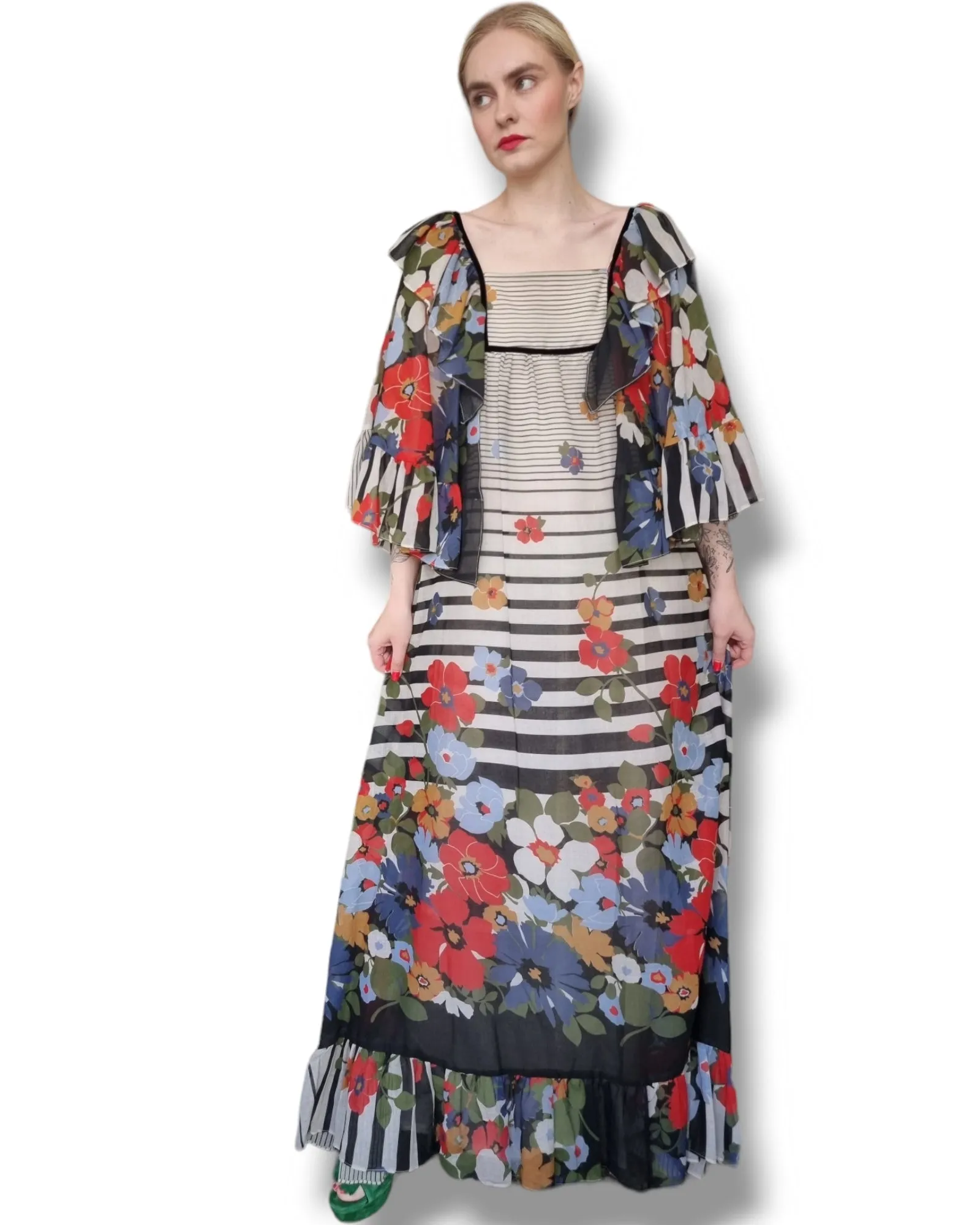 1970s Gina Fratini Maxi Dress S M