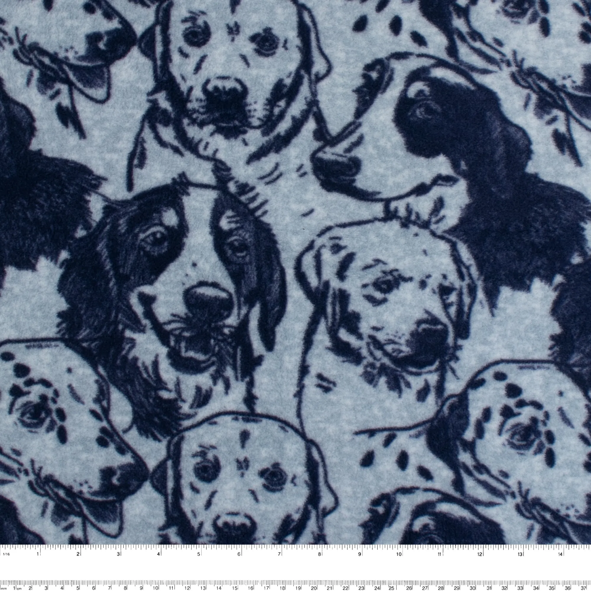 Anti-Pill Fleece Print - SLIPPY - Dogs - Blue