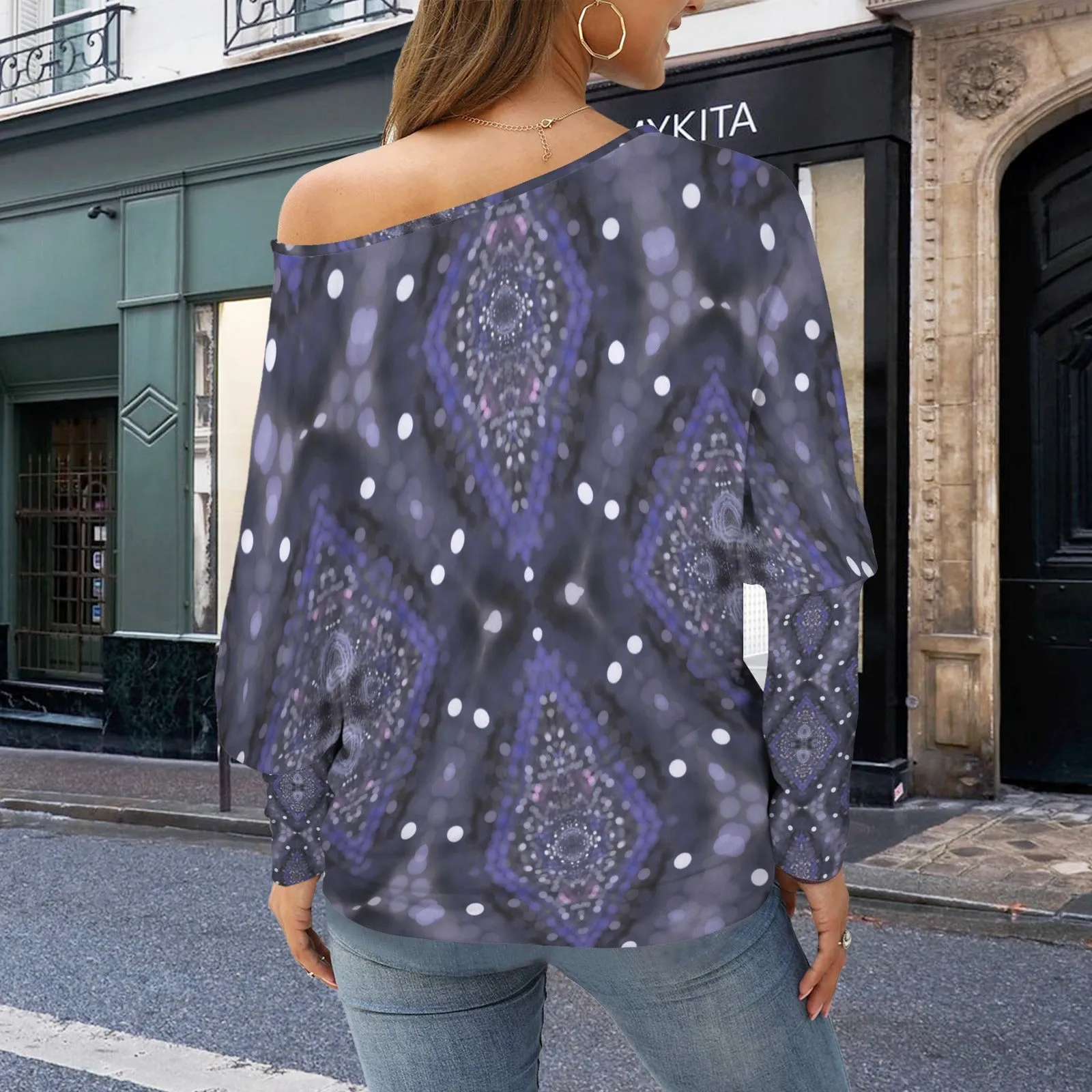 Batwing Long Sleeve Sweater Purple Glass