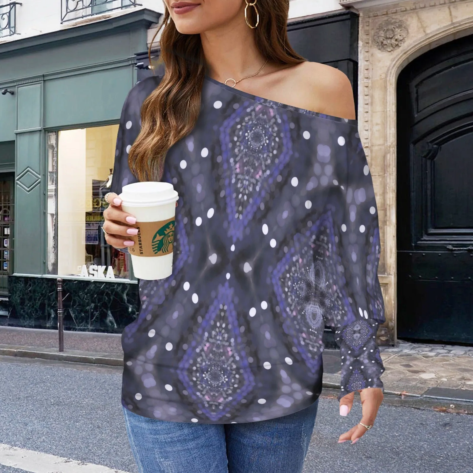 Batwing Long Sleeve Sweater Purple Glass