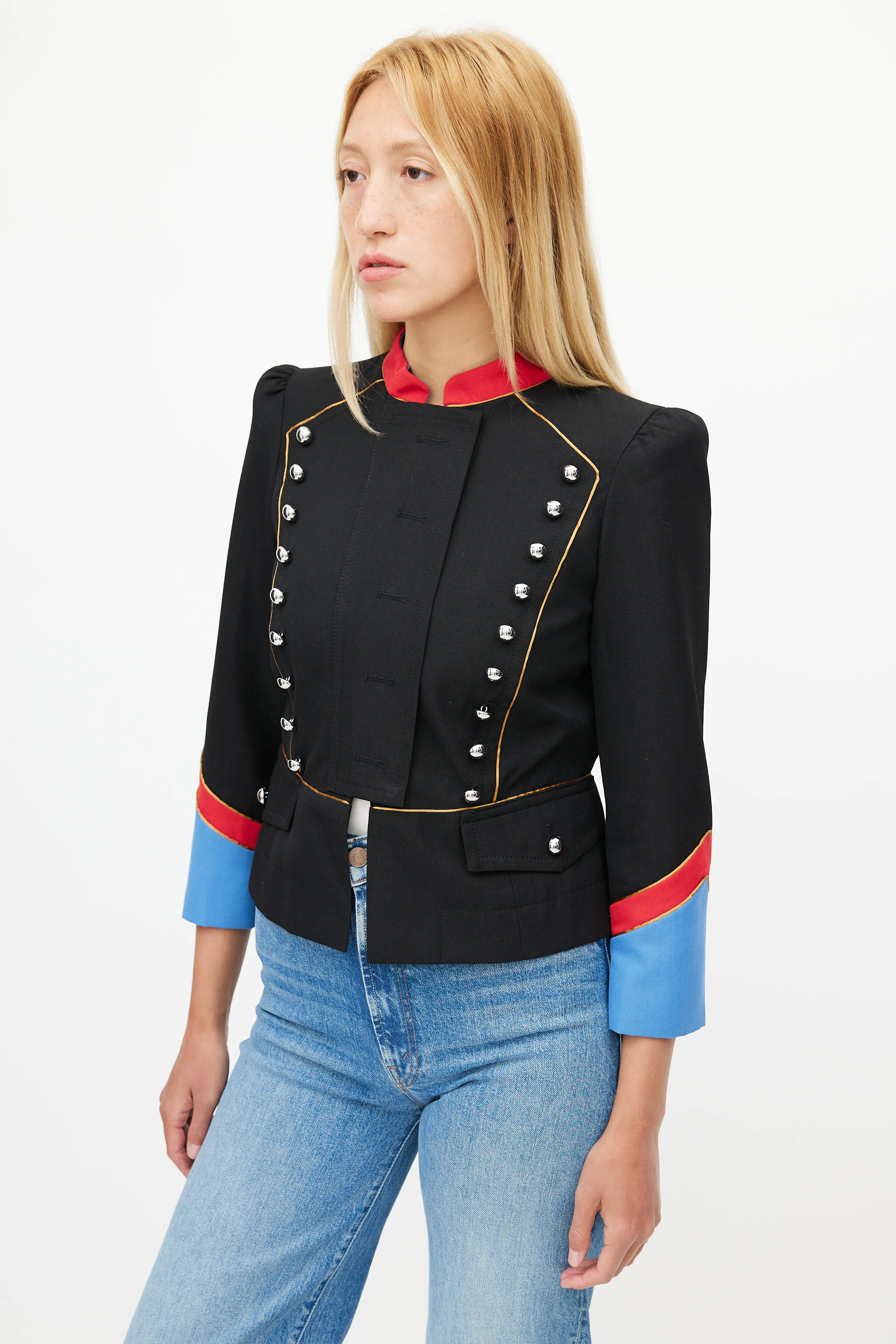 Black & Multicolour Military Jacket