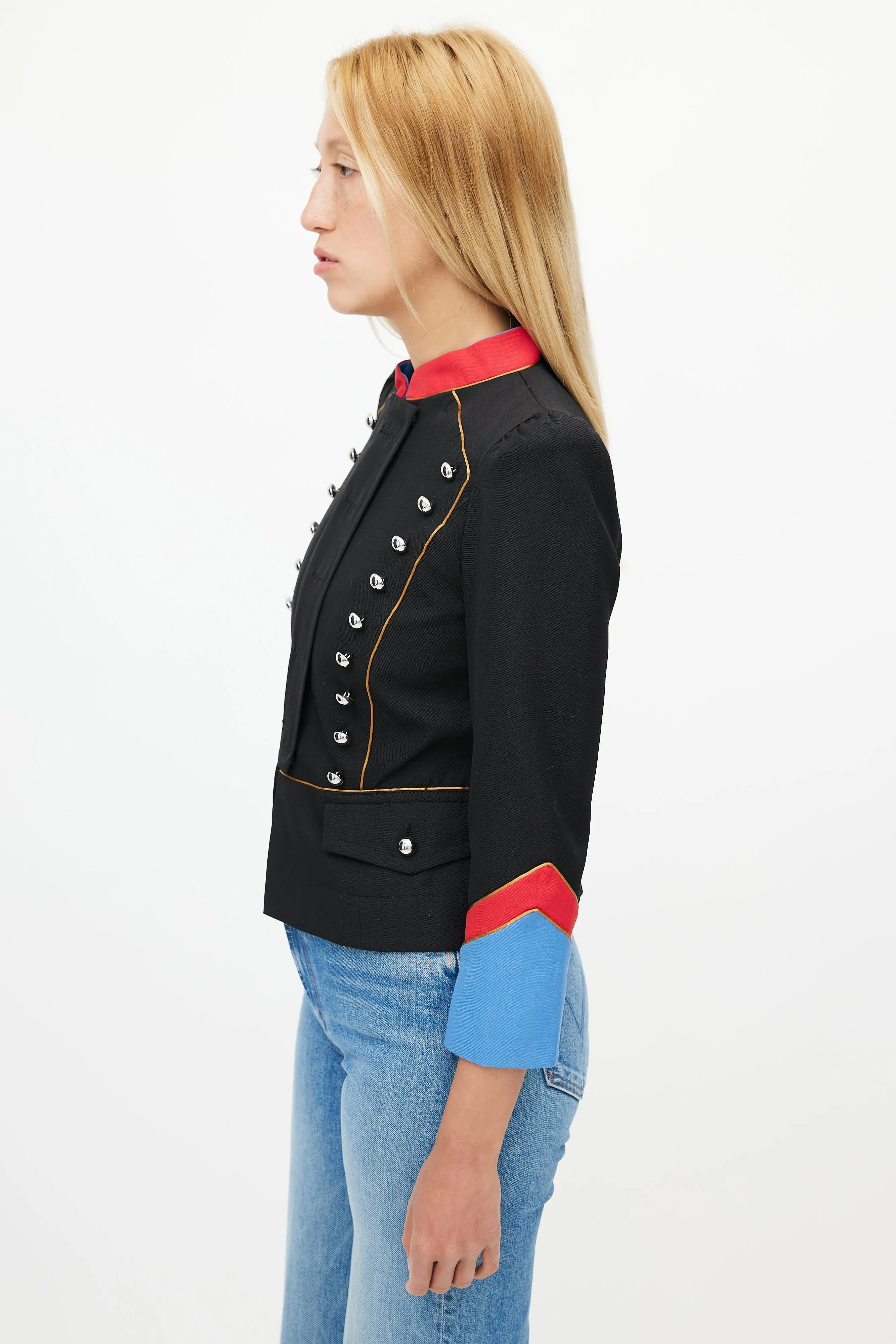 Black & Multicolour Military Jacket