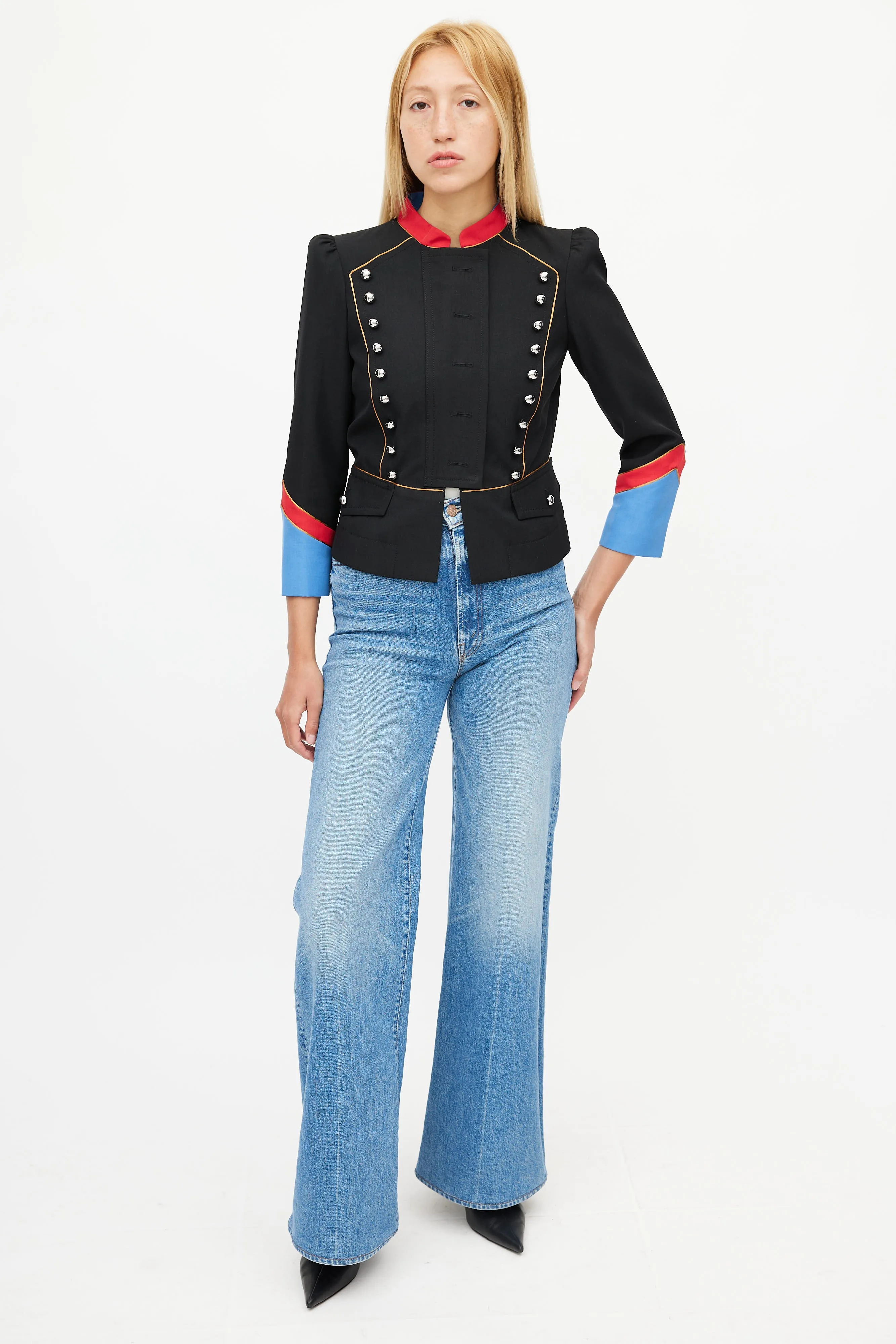 Black & Multicolour Military Jacket