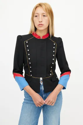 Black & Multicolour Military Jacket