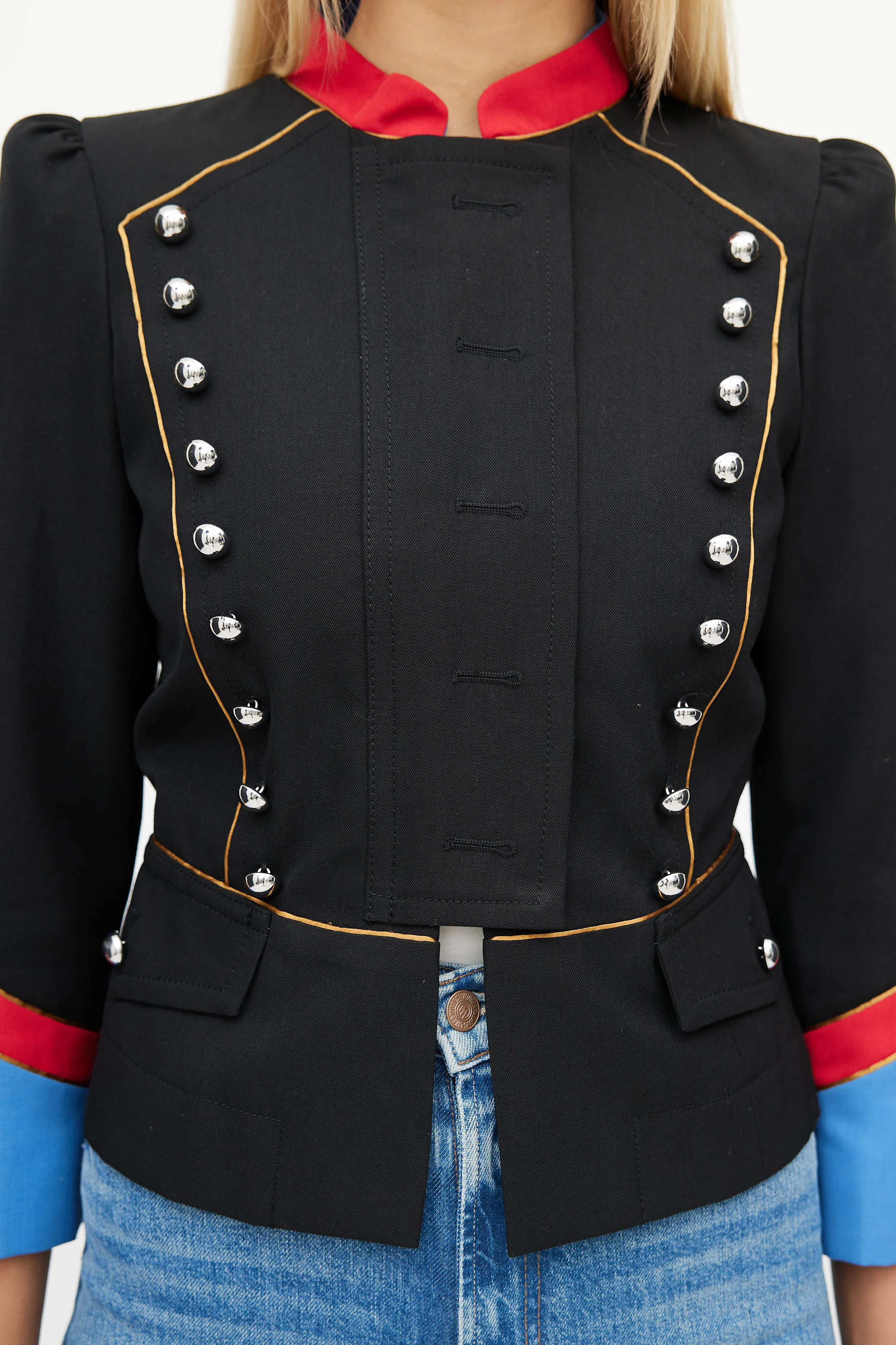 Black & Multicolour Military Jacket