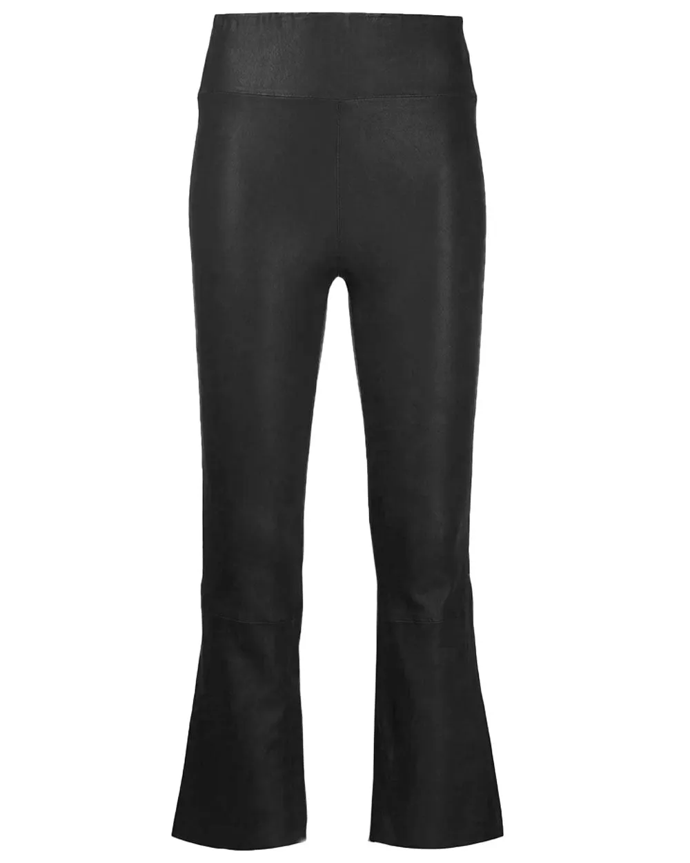 Black Leather Crop Flare Leggings