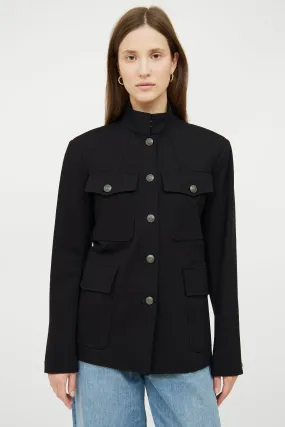 Black Stand Collar Military Jacket