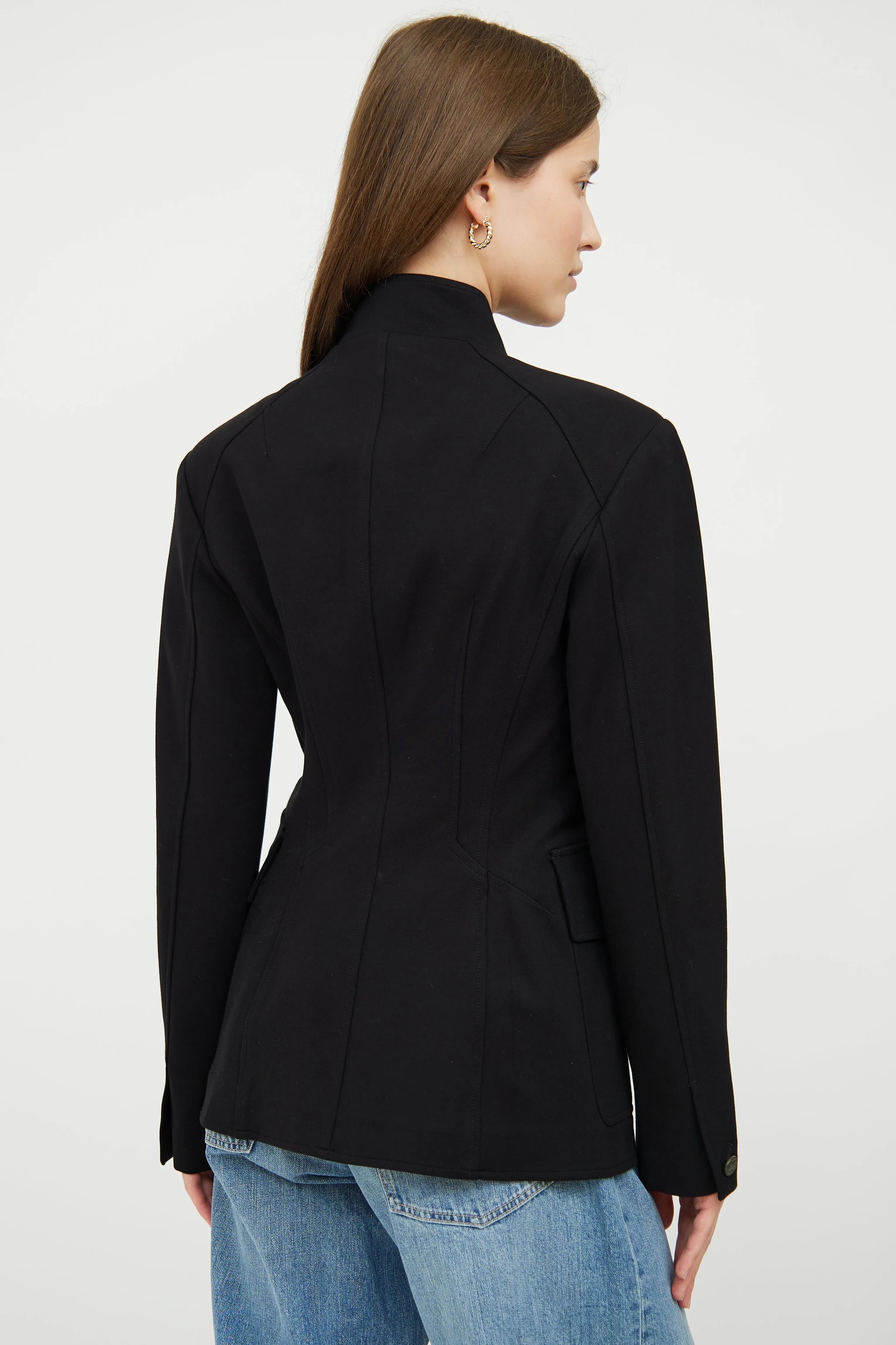 Black Stand Collar Military Jacket