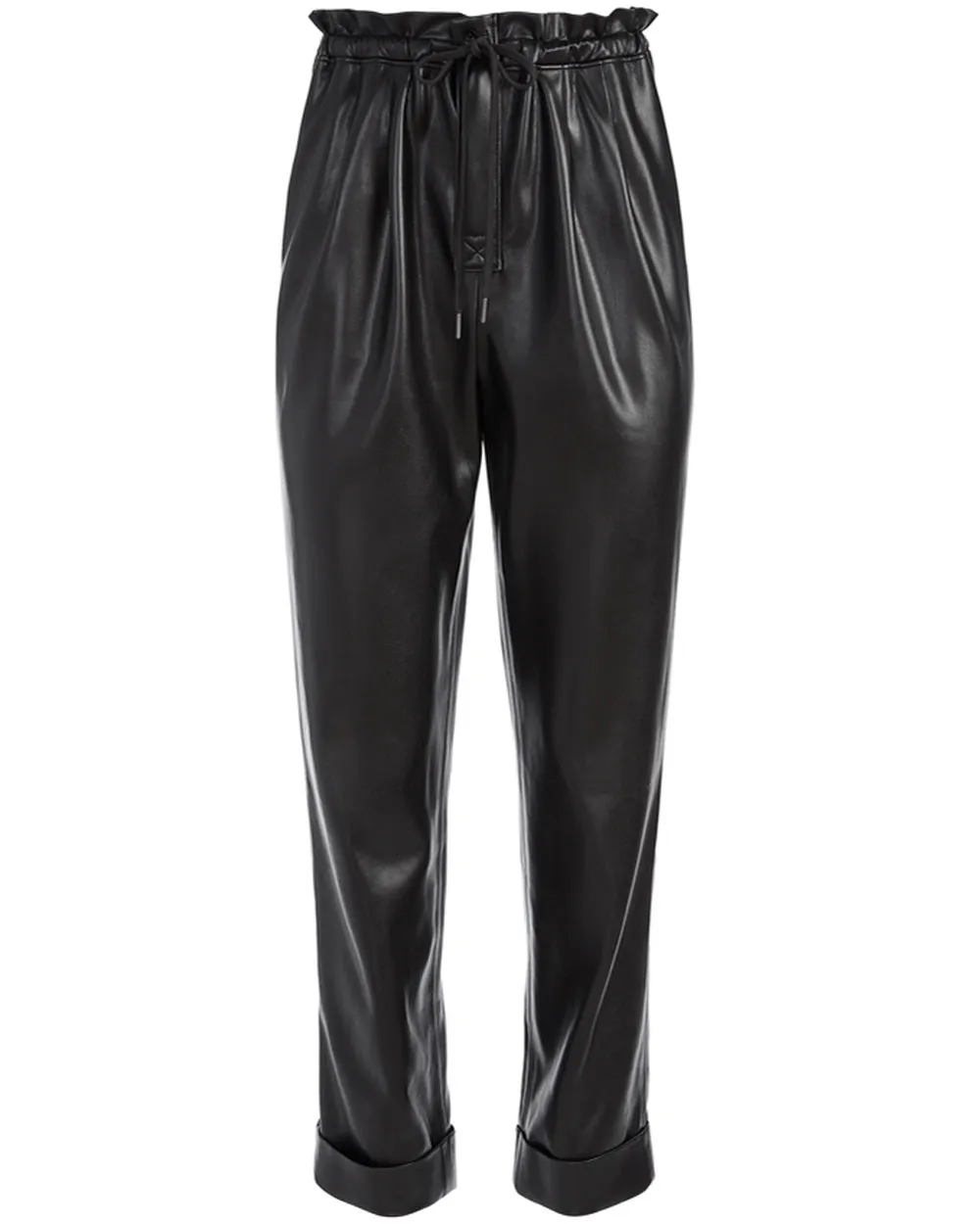 Black Vegan Leather Liliana Paperbag Pant