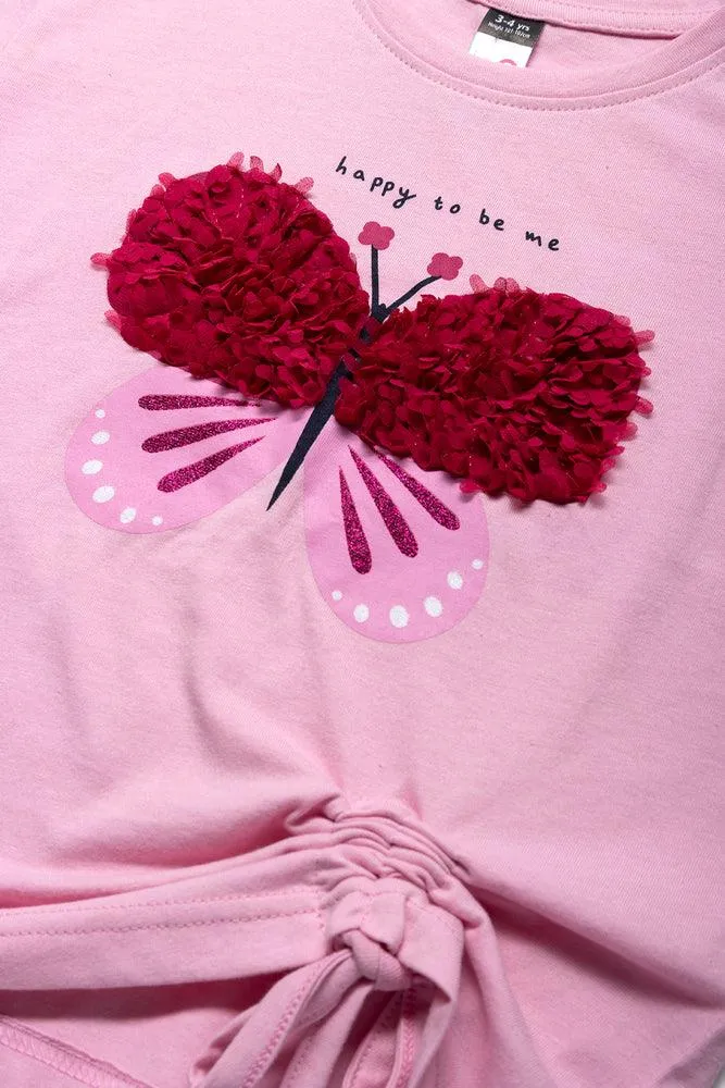 Butterfly T-Shirt & Leggings Set Pink