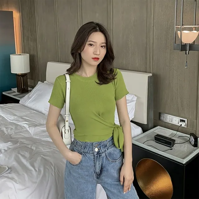 Casual Round Neck Knitted T-Shirt