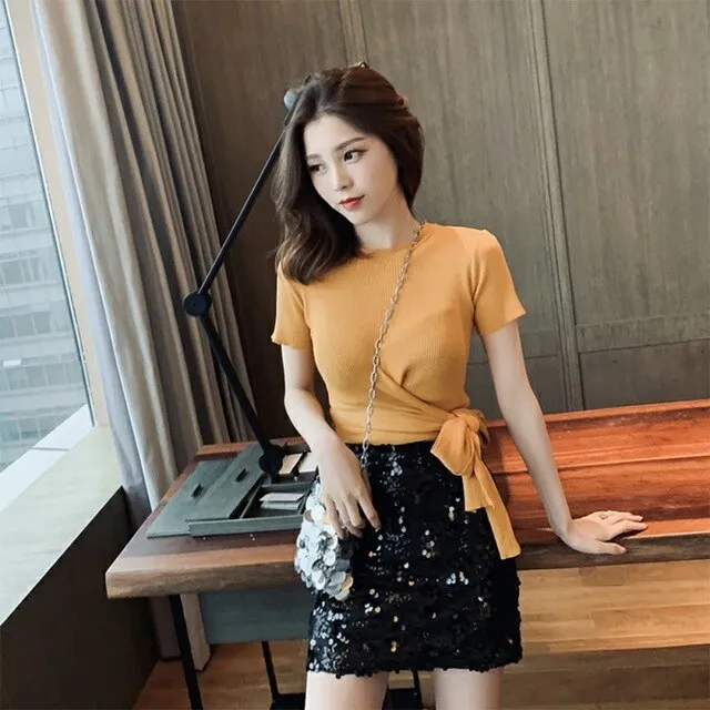 Casual Round Neck Knitted T-Shirt