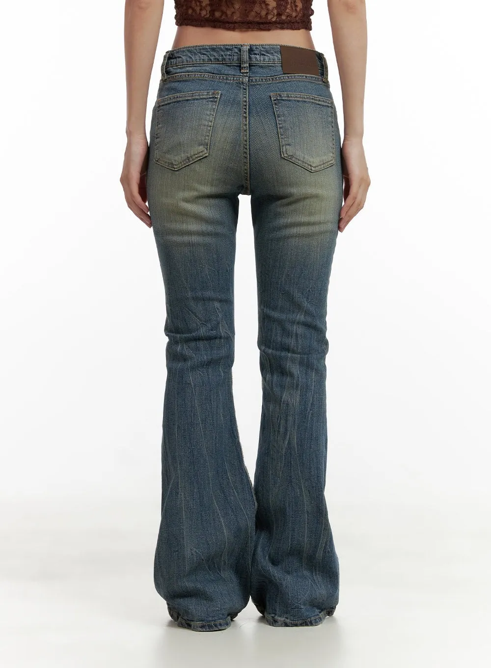 Destroyed Washed Bootcut Jeans CU405