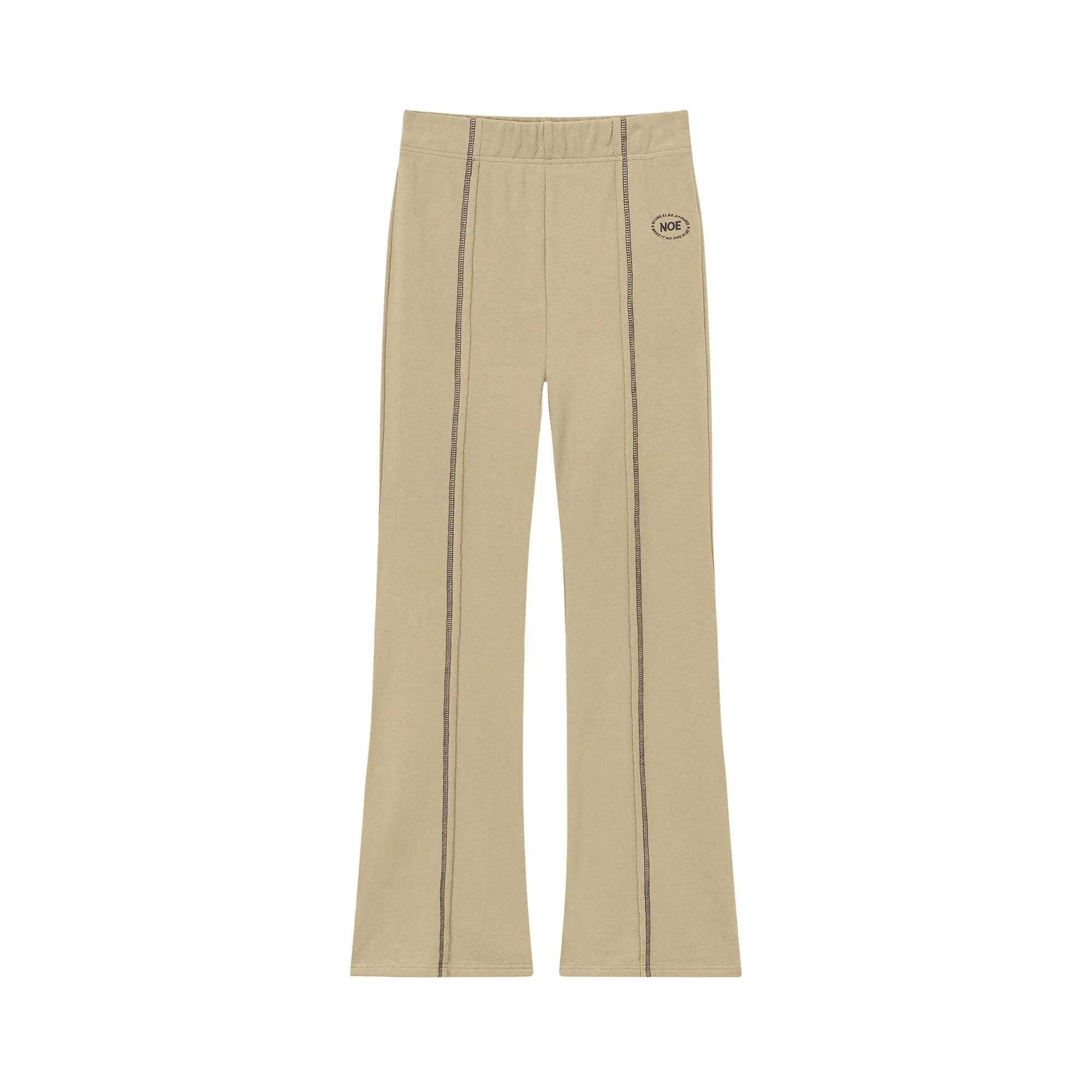 Elastic Waist Stitch Cotton Bootcut Pants
