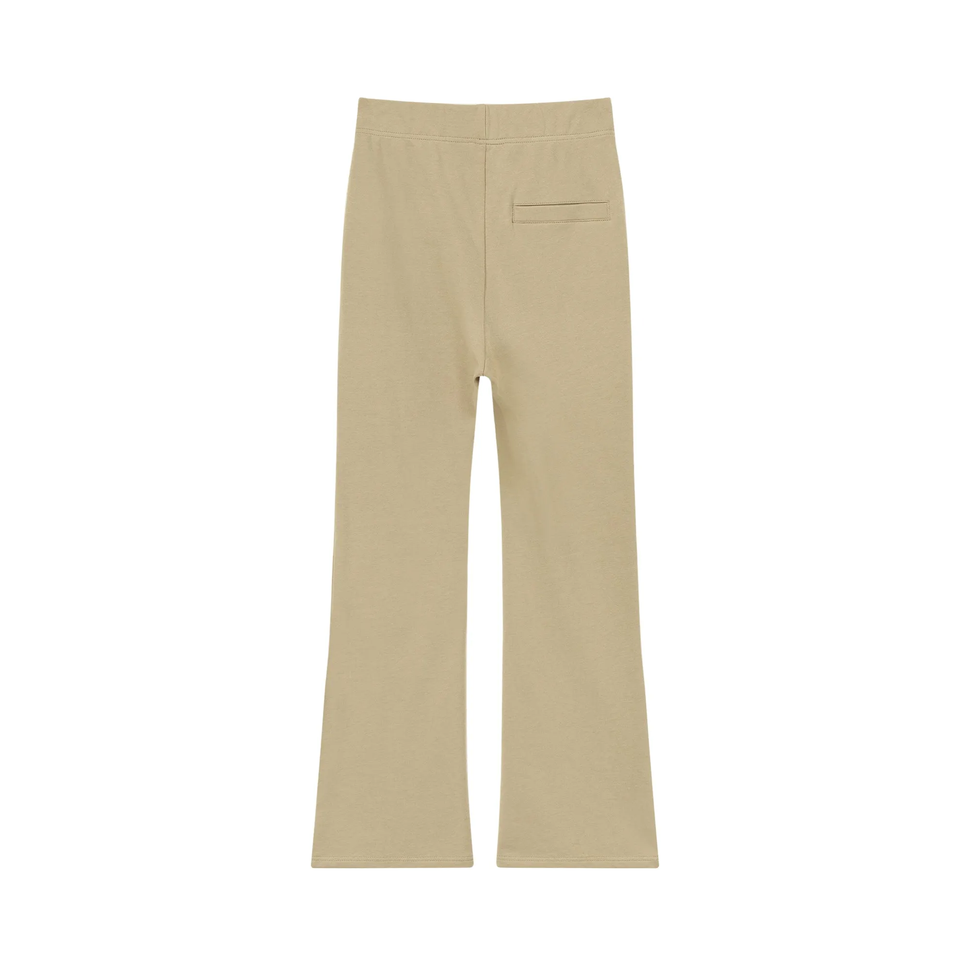 Elastic Waist Stitch Cotton Bootcut Pants