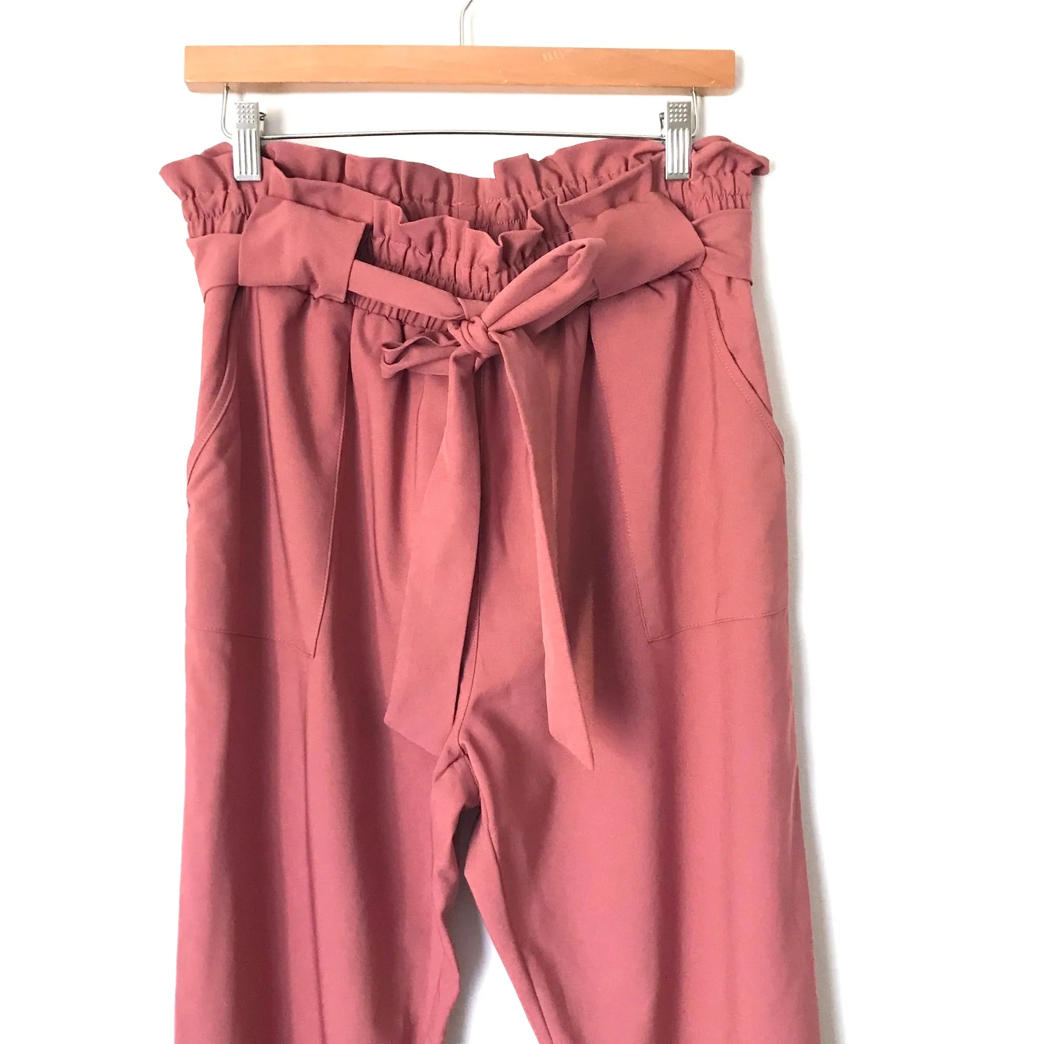 Grace Karin Salmon Pink Paperbag Waist Pants NWT- Size XXL (Inseam 27")