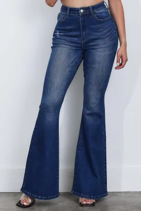 High-Rise Tinted Flare Jeans
