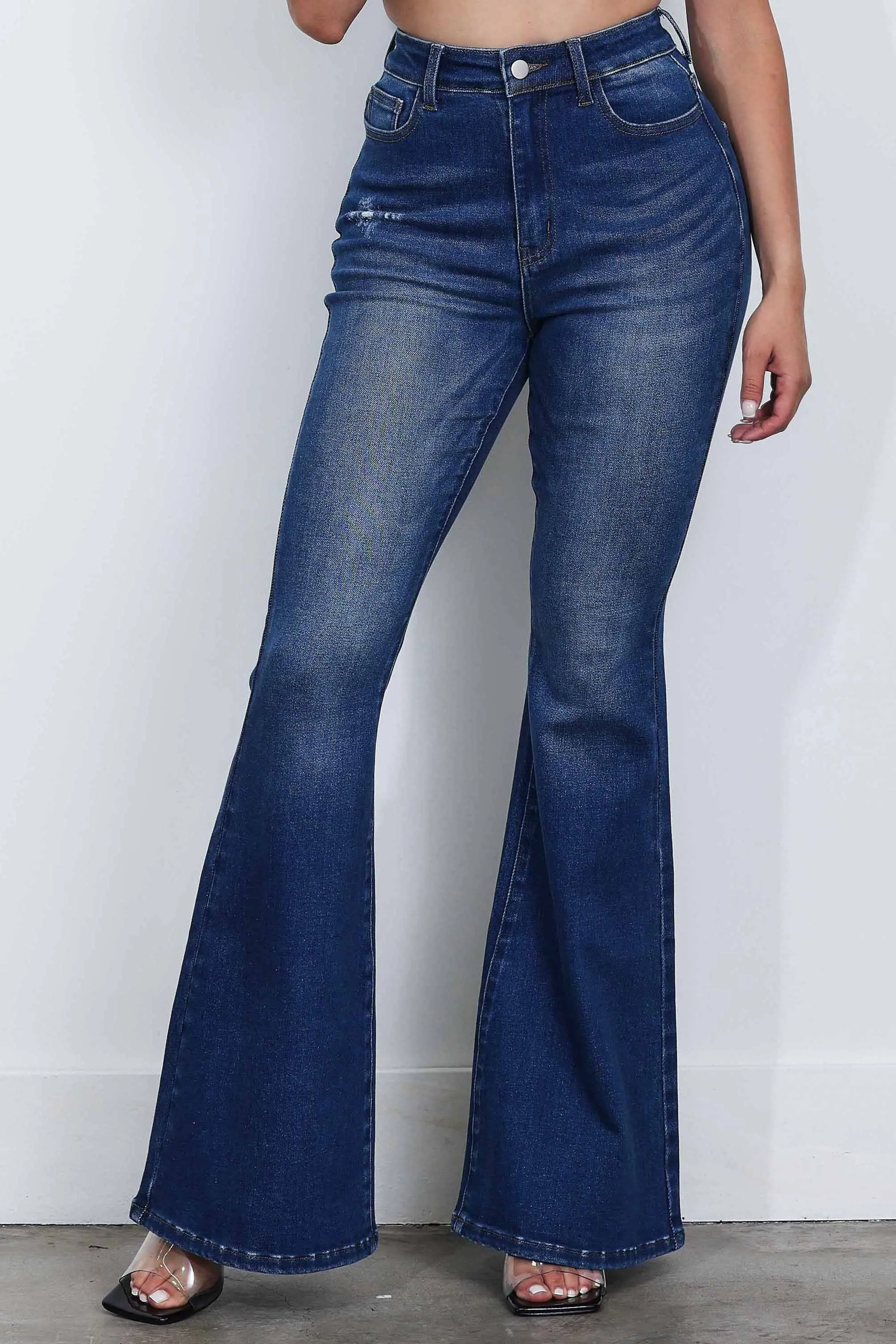 High-Rise Tinted Flare Jeans