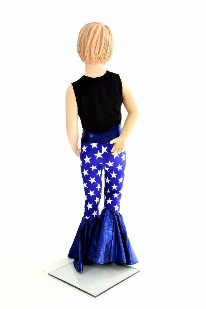 Kids Blue & White Star Bell Bottom Flares