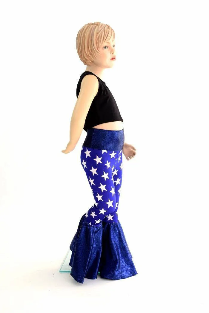 Kids Blue & White Star Bell Bottom Flares