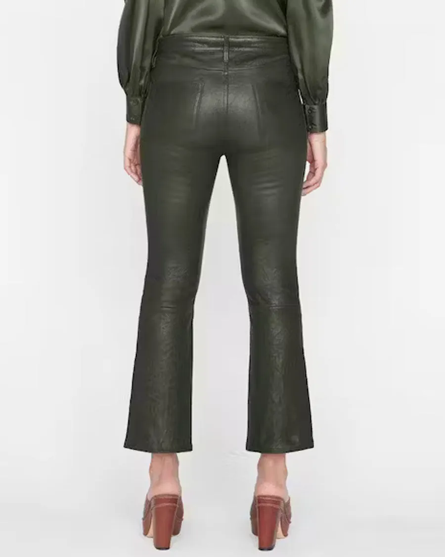 Le Crop Mini Bootcut Leather Pant in Surplus