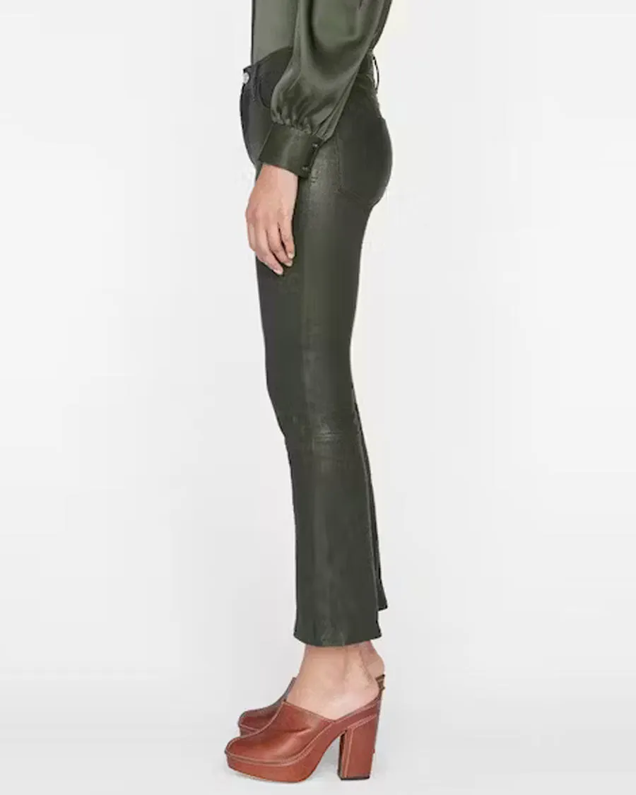 Le Crop Mini Bootcut Leather Pant in Surplus