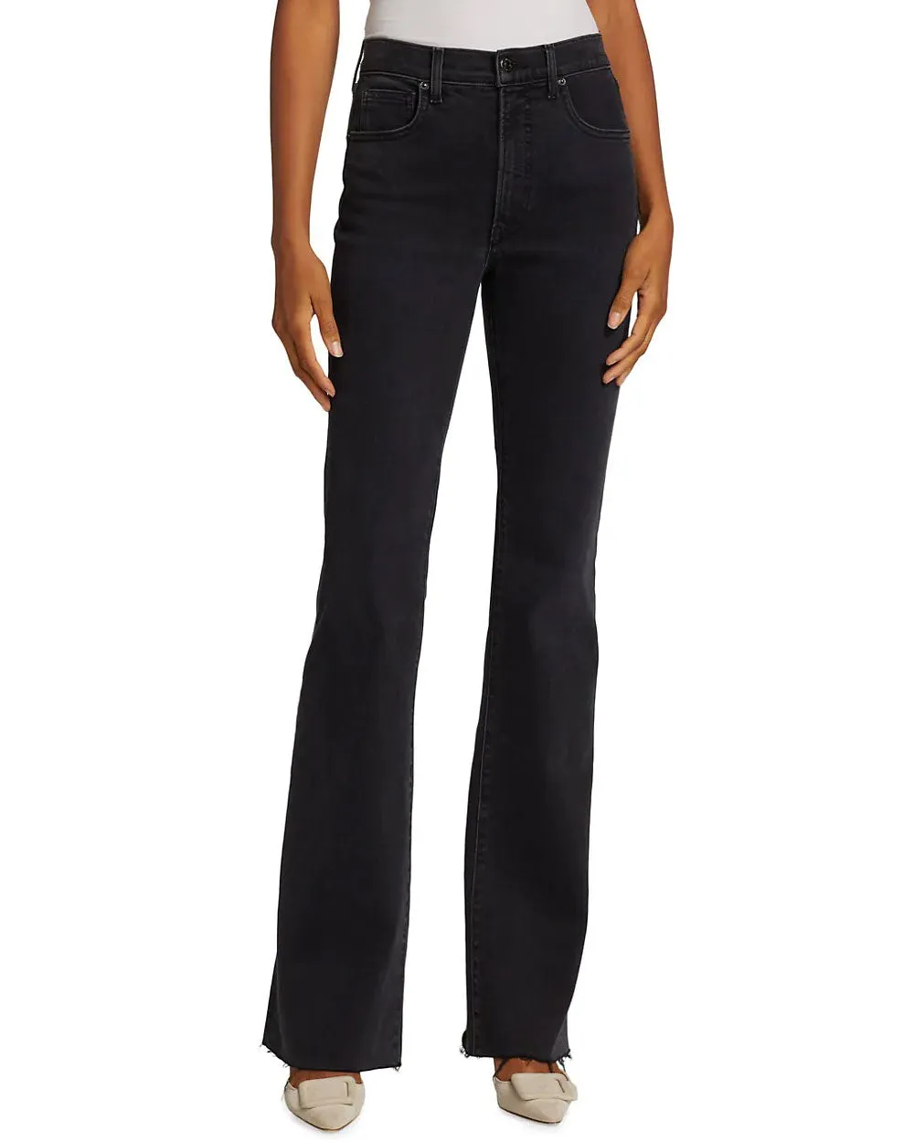 Leena Raw Hem Bootcut Jean in Washed Onyx