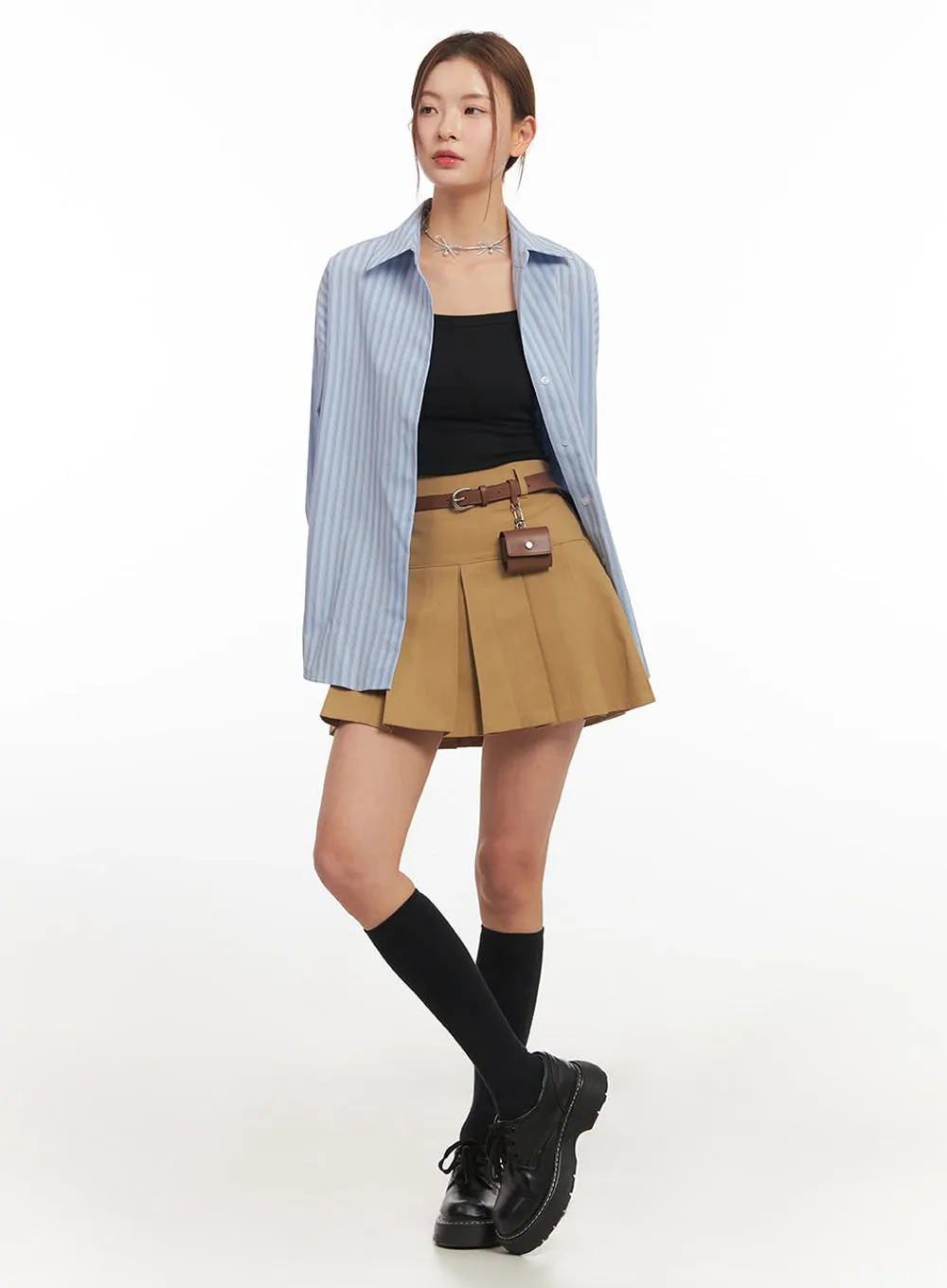 Loose-Fit Collared Striped Button-Up Shirt IM513