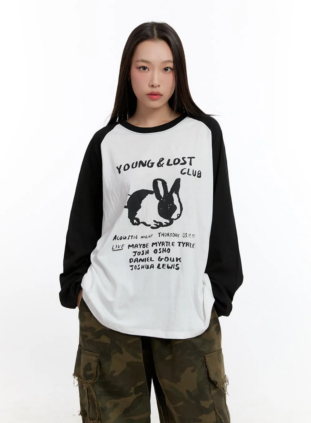 Loose Fit Cotton Raglan Long Sleeve Top  CN420