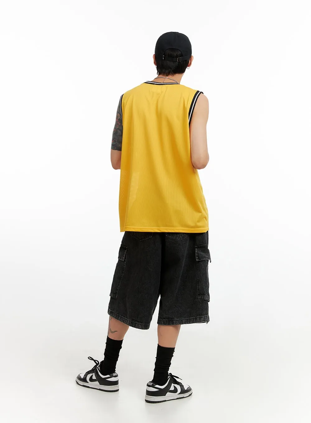 Men's Lettering Loose Fit Sleeveless T-Shirt IG402