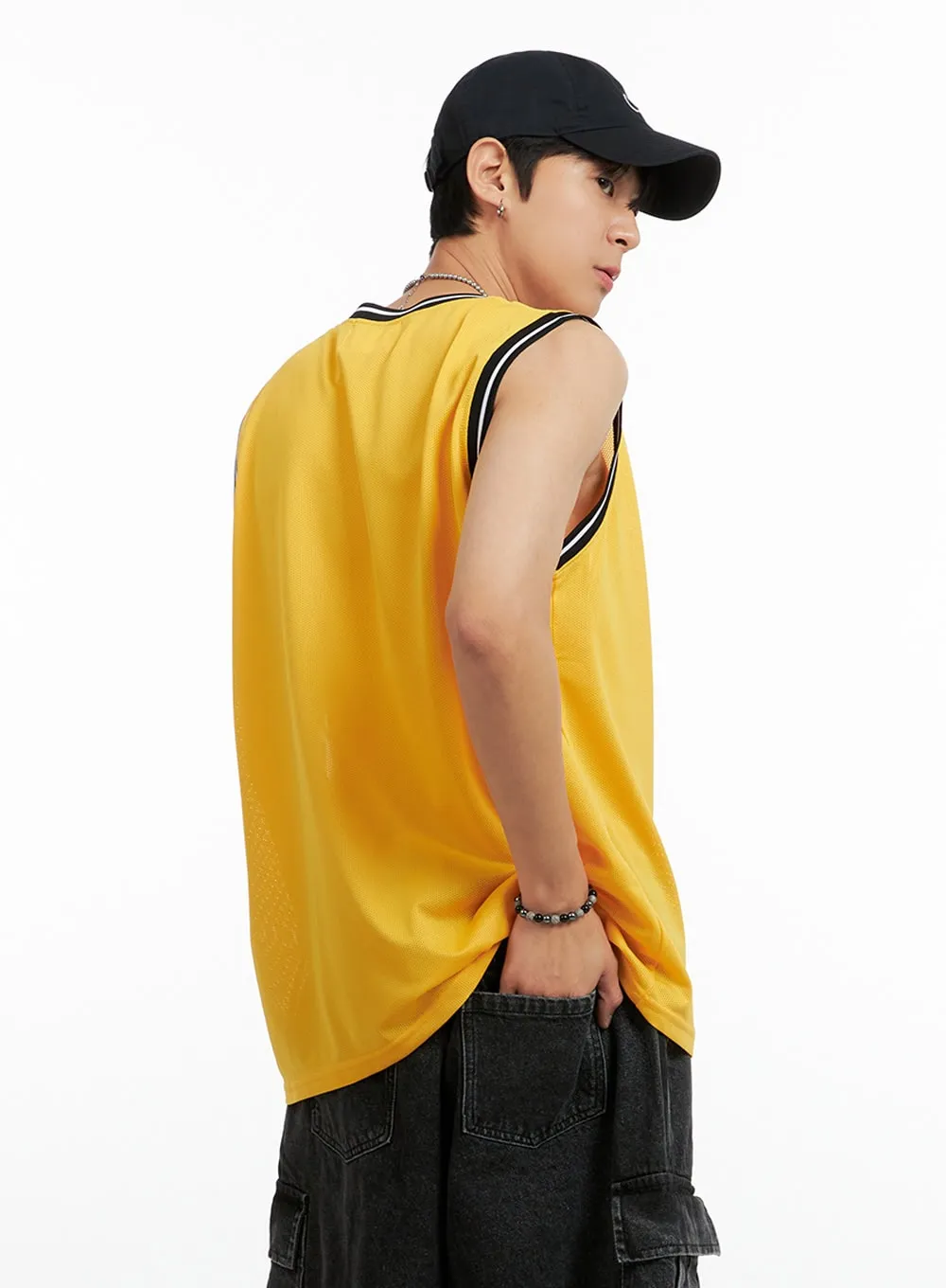 Men's Lettering Loose Fit Sleeveless T-Shirt IG402