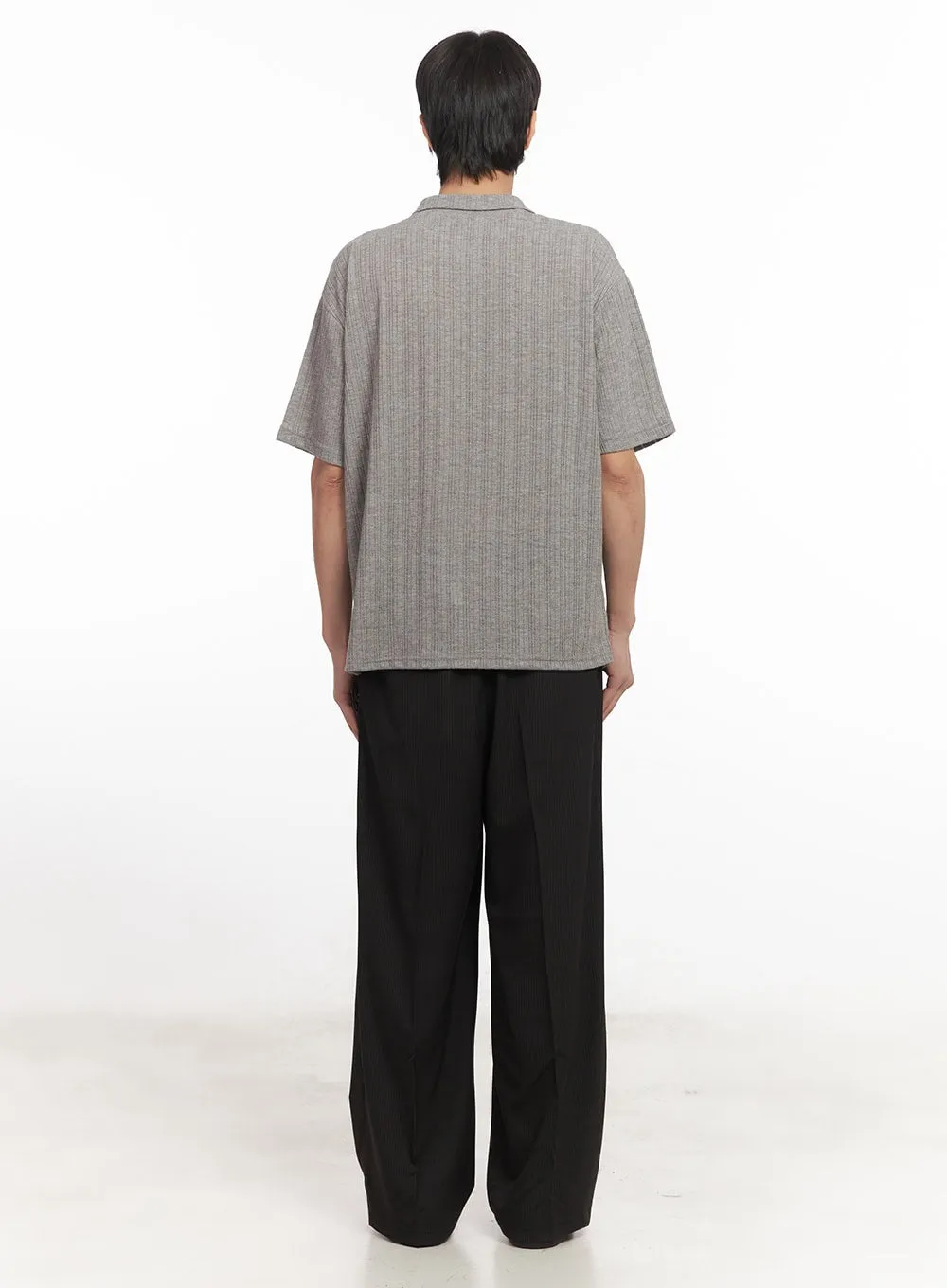 Men's Loose-Fit Collared Ribbed T-Shirt IA510