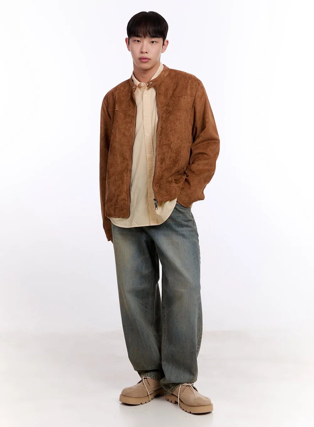 Men's Loose-Fit Long Sleeve Collared Shirt IM512