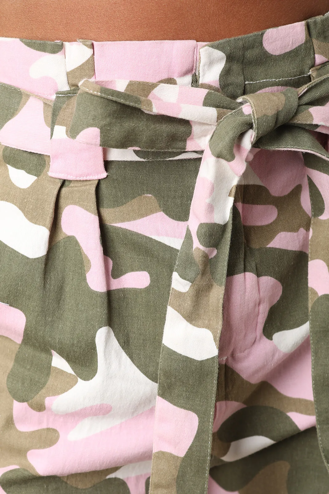 Pink Camo Paperbag Waist Pants