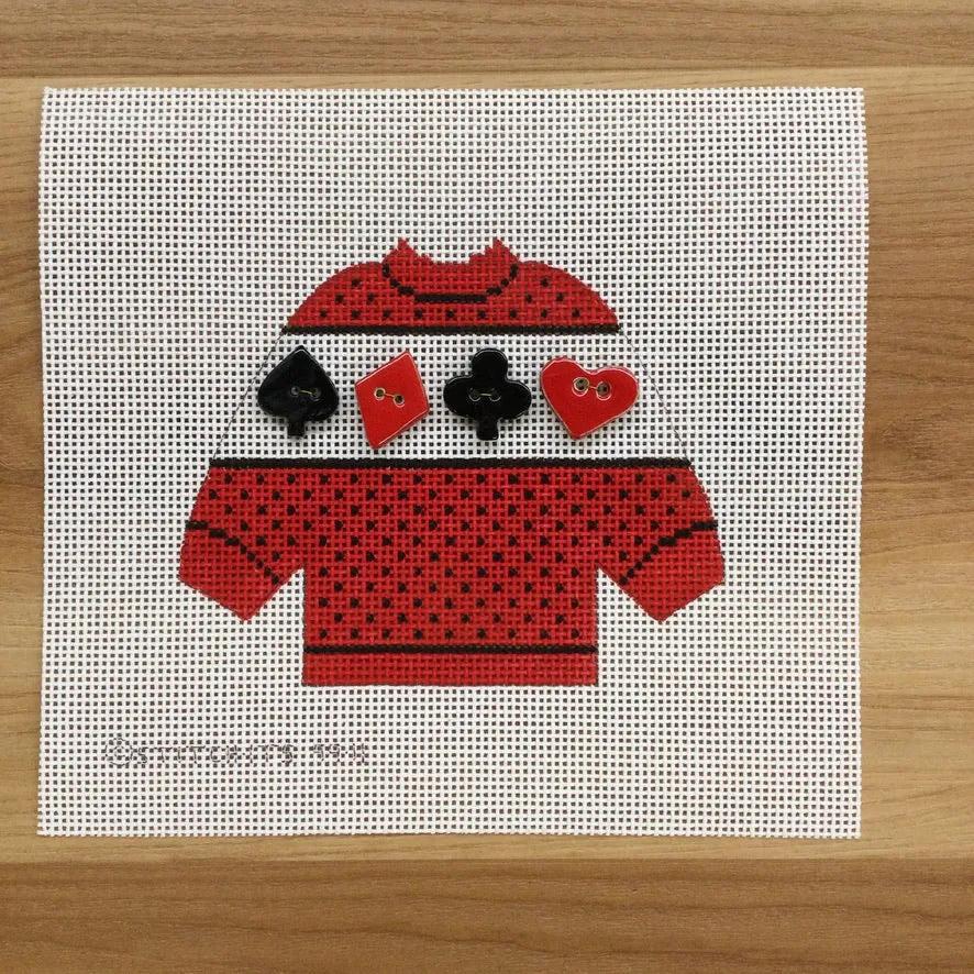 Playing Cards Pullover Sweater Needlepoint Canvas