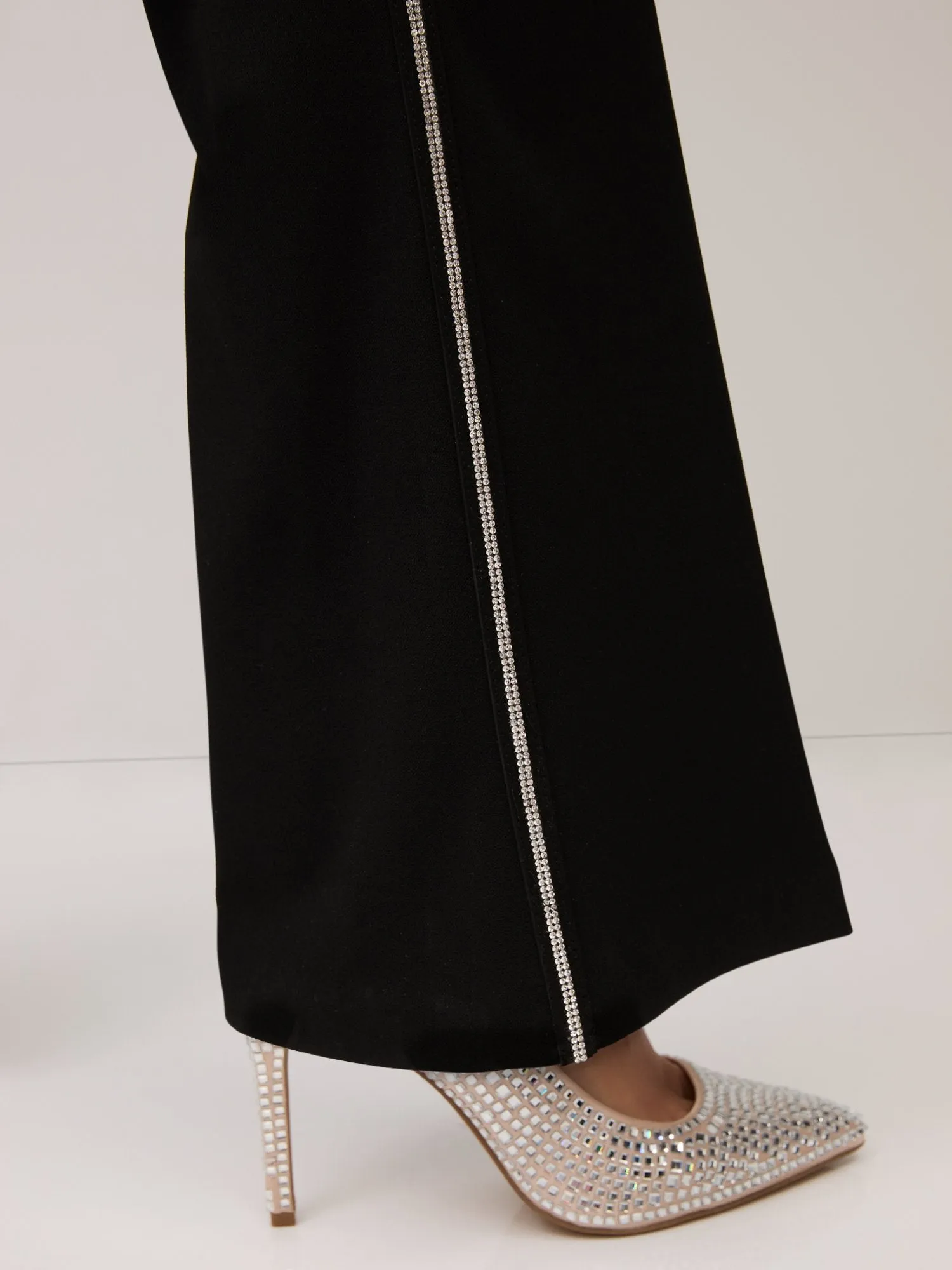 Rhinestone-Stripe Bootcut Pant