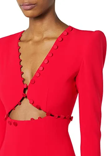 Sergio Hudson, Nadia cutout Midi Dress, 8, Red
