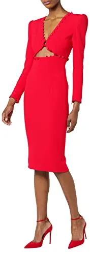 Sergio Hudson, Nadia cutout Midi Dress, 8, Red