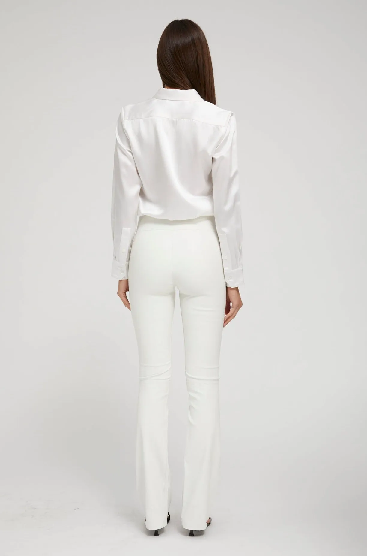White Leather Micro Flare