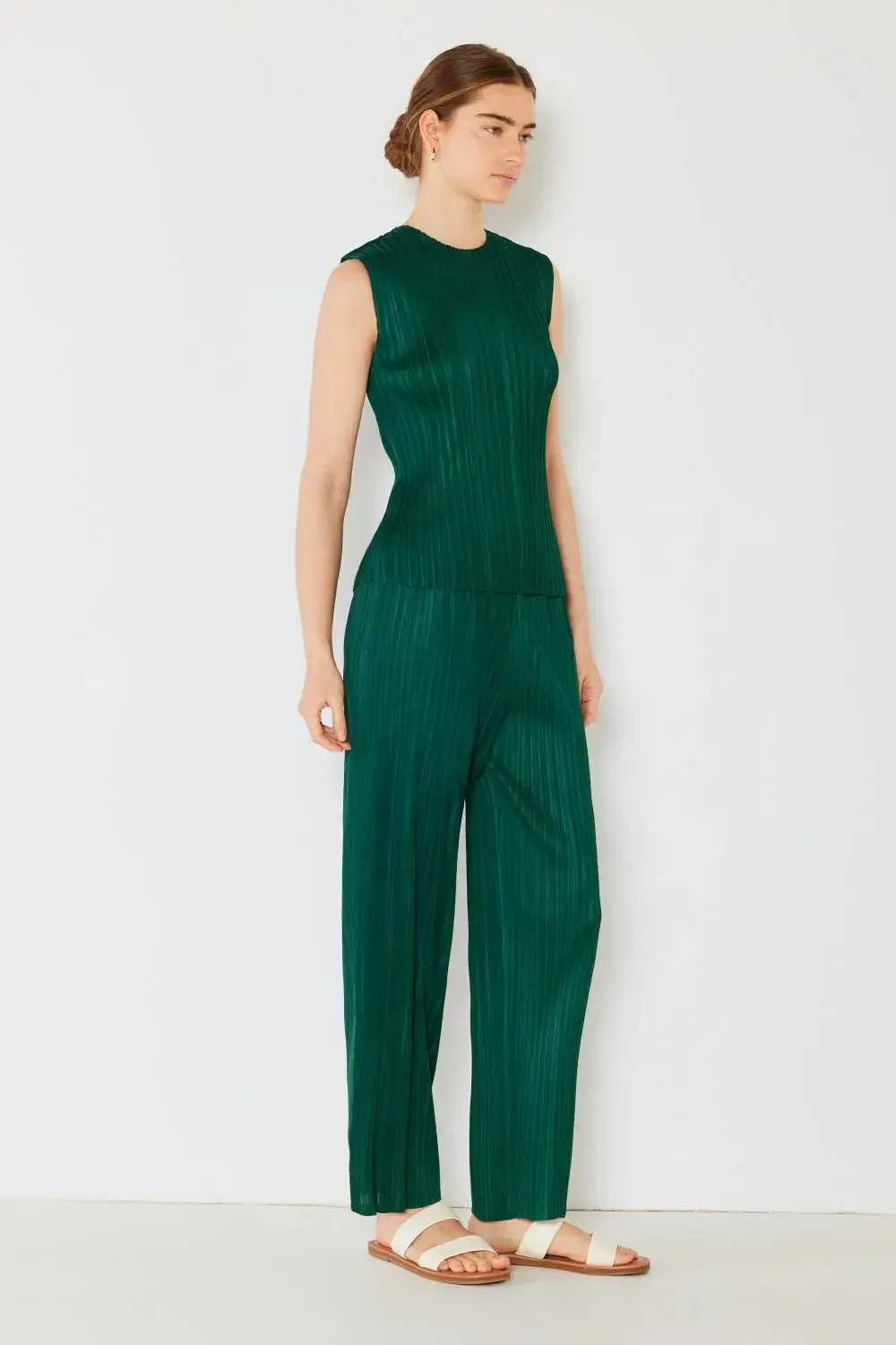 Women's Pleated Pants - Elastic-Waist Straight Pants-by Marina West Swim