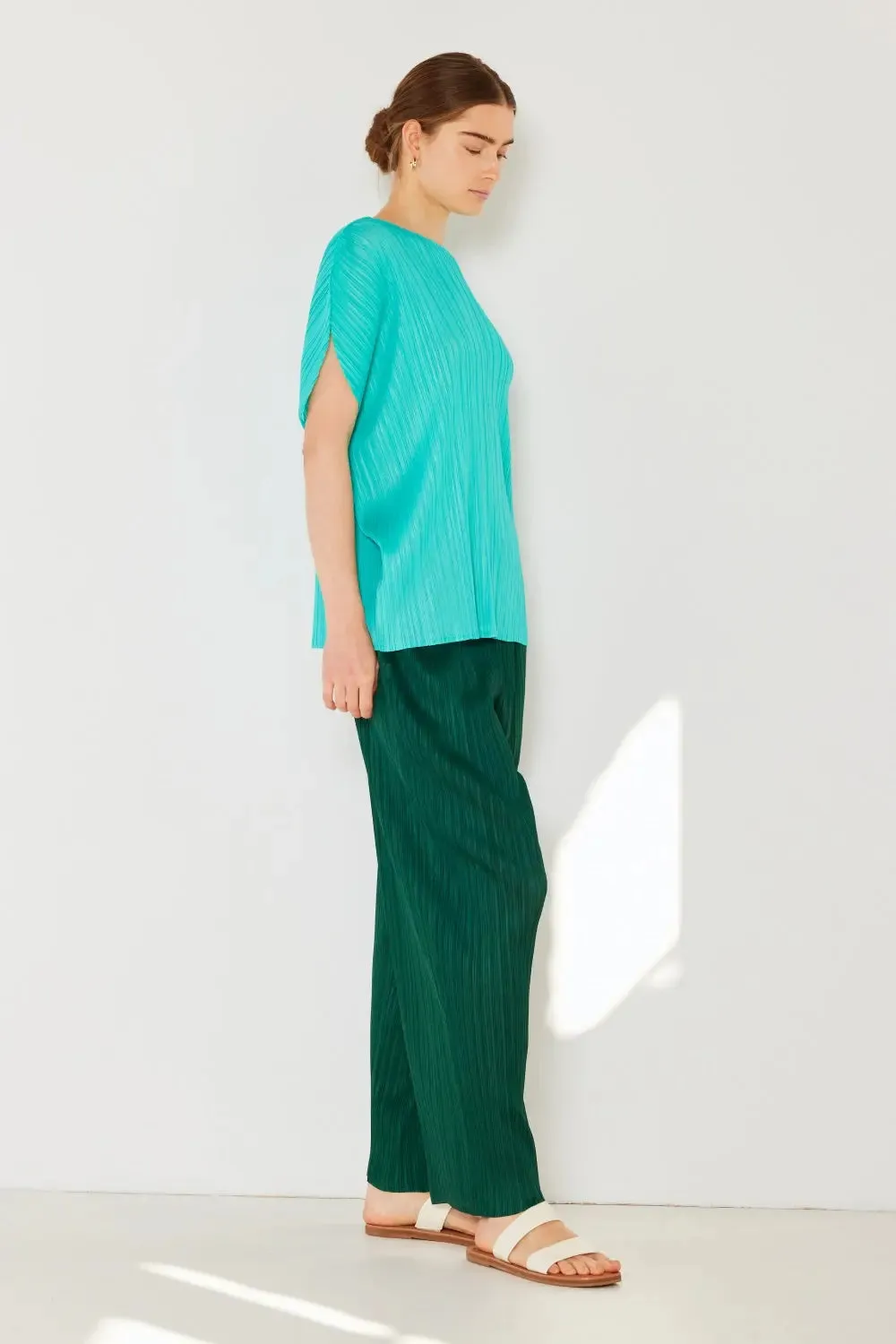 Women's Pleated Pants - Elastic-Waist Straight Pants-by Marina West Swim