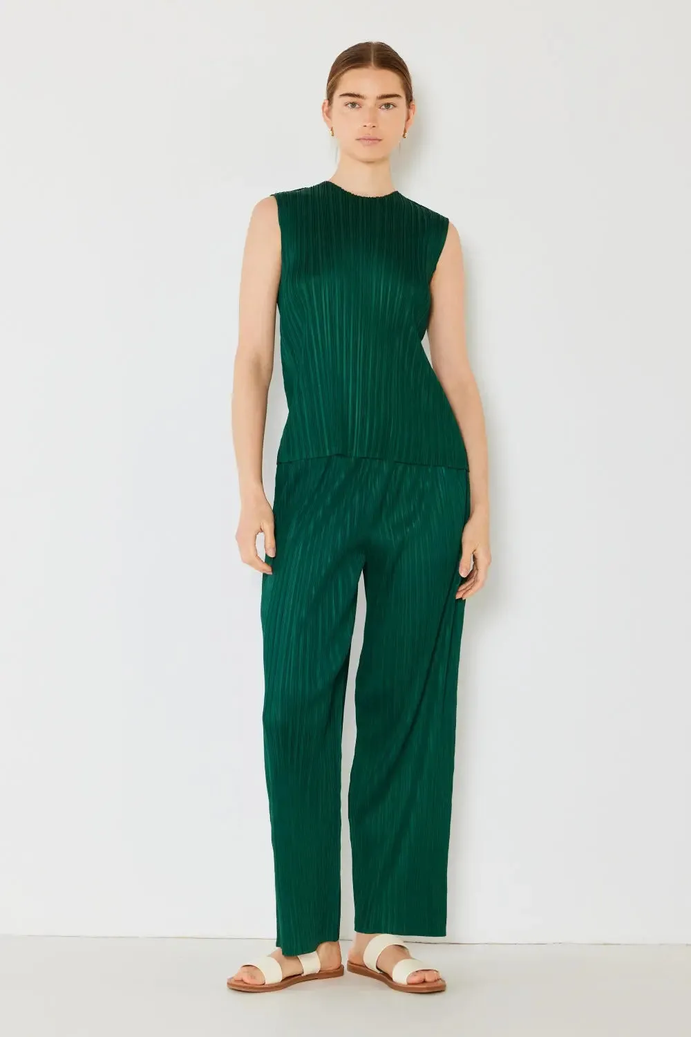 Women's Pleated Pants - Elastic-Waist Straight Pants-by Marina West Swim