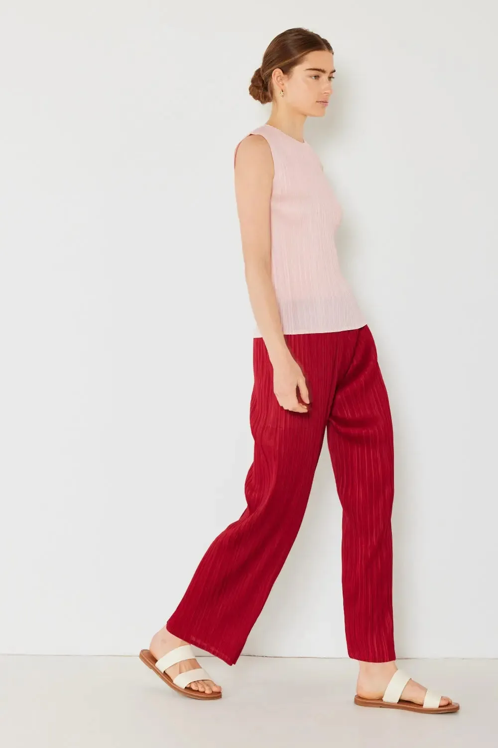 Women's Pleated Pants - Elastic-Waist Straight Pants-by Marina West Swim